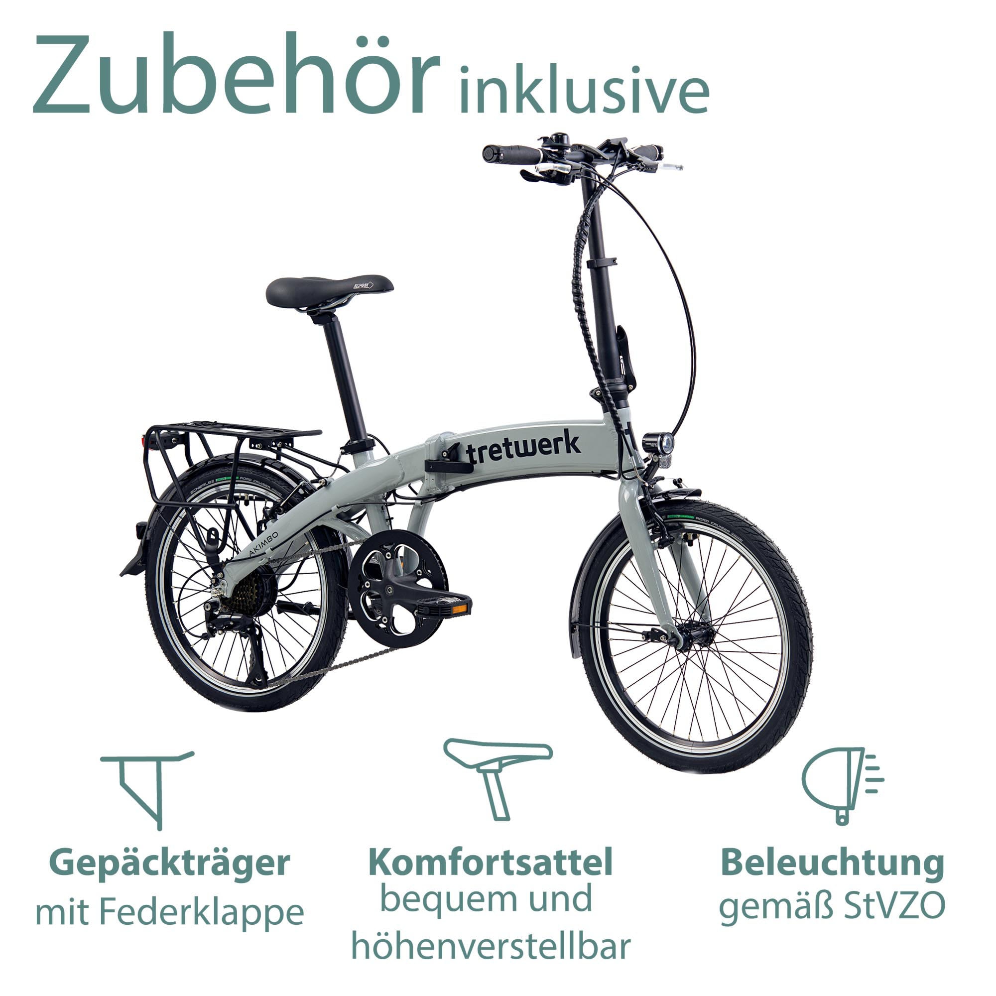 Tretwerk E-Bike »Akimbo«, 8 Gang, Shimano, Acera M3020 SGS, Heckmotor 250 W, Pedelec, Elektrofahrrad für Damen u. Herren