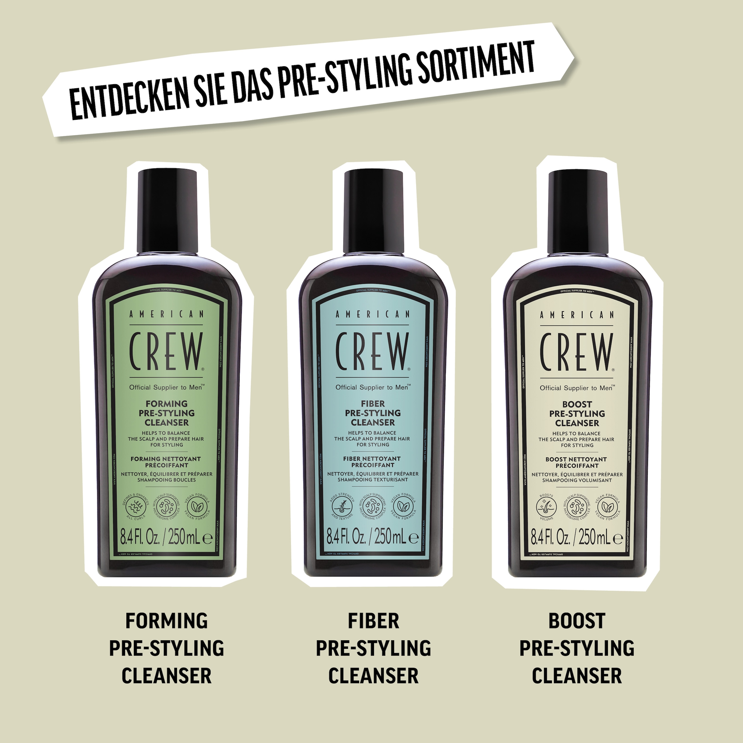 American Crew Haarshampoo »Boost Pre-Styling Cleanser Shampoo 250ml«, (1 tlg.), Vegan, ohne Silikone & Sulfate.