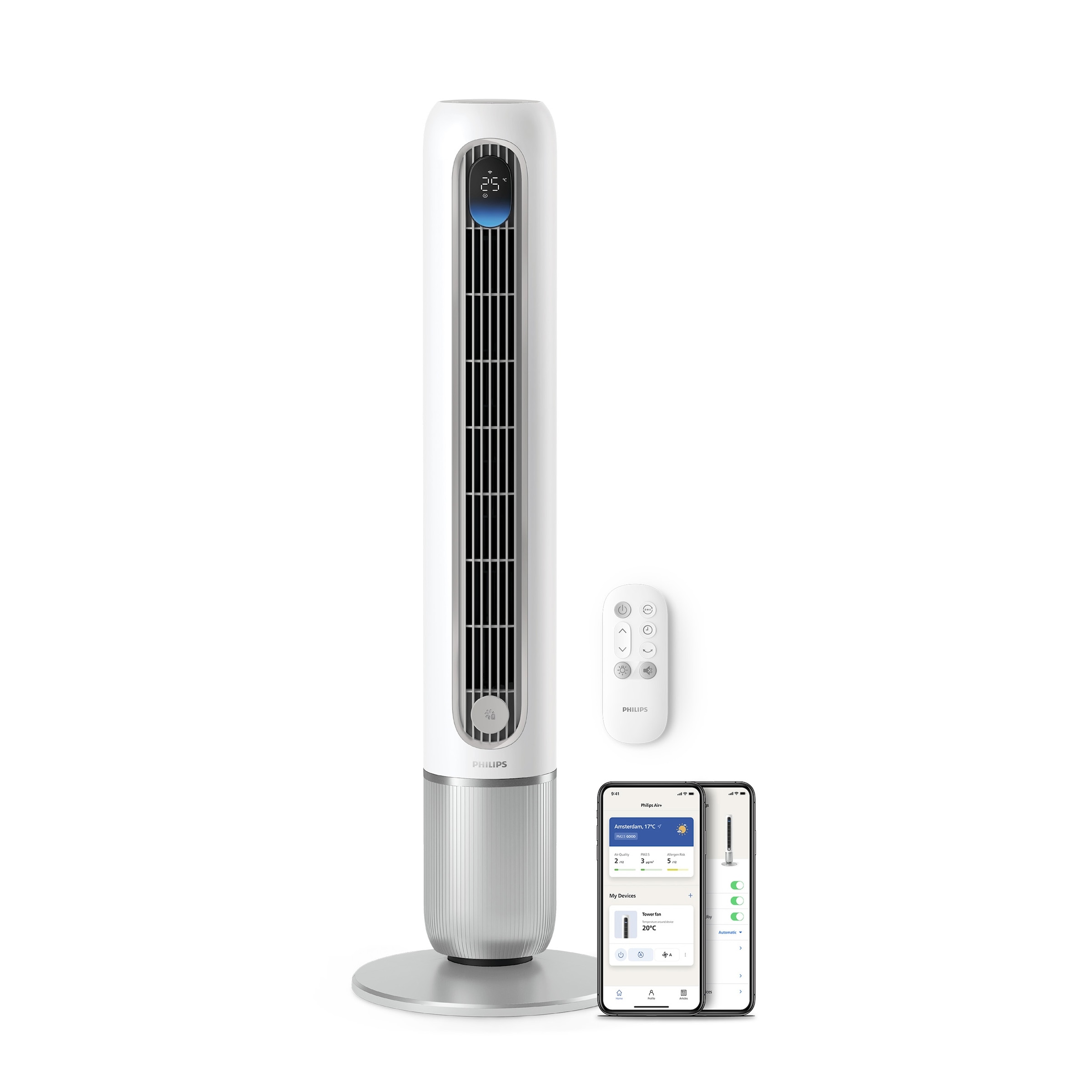 Philips Turmventilator »CX7550 Serie 7000 mit 12 Geschwindigkeiten u. Aromatherapie-Zusatz« Oszillierend, besonders leise, mit DC-Motor, Timer u. Fernbedienung