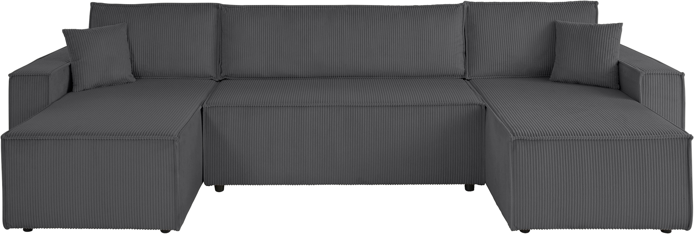 OTTO home Wohnlandschaft »CASSI, 311 cm, U-Form, Schlafsofa, Dauerschläfer, Boxspringfederung«, Schlaffunktion (133/270cm), Bettkasten, Seitentaschen, Cord-Bezug