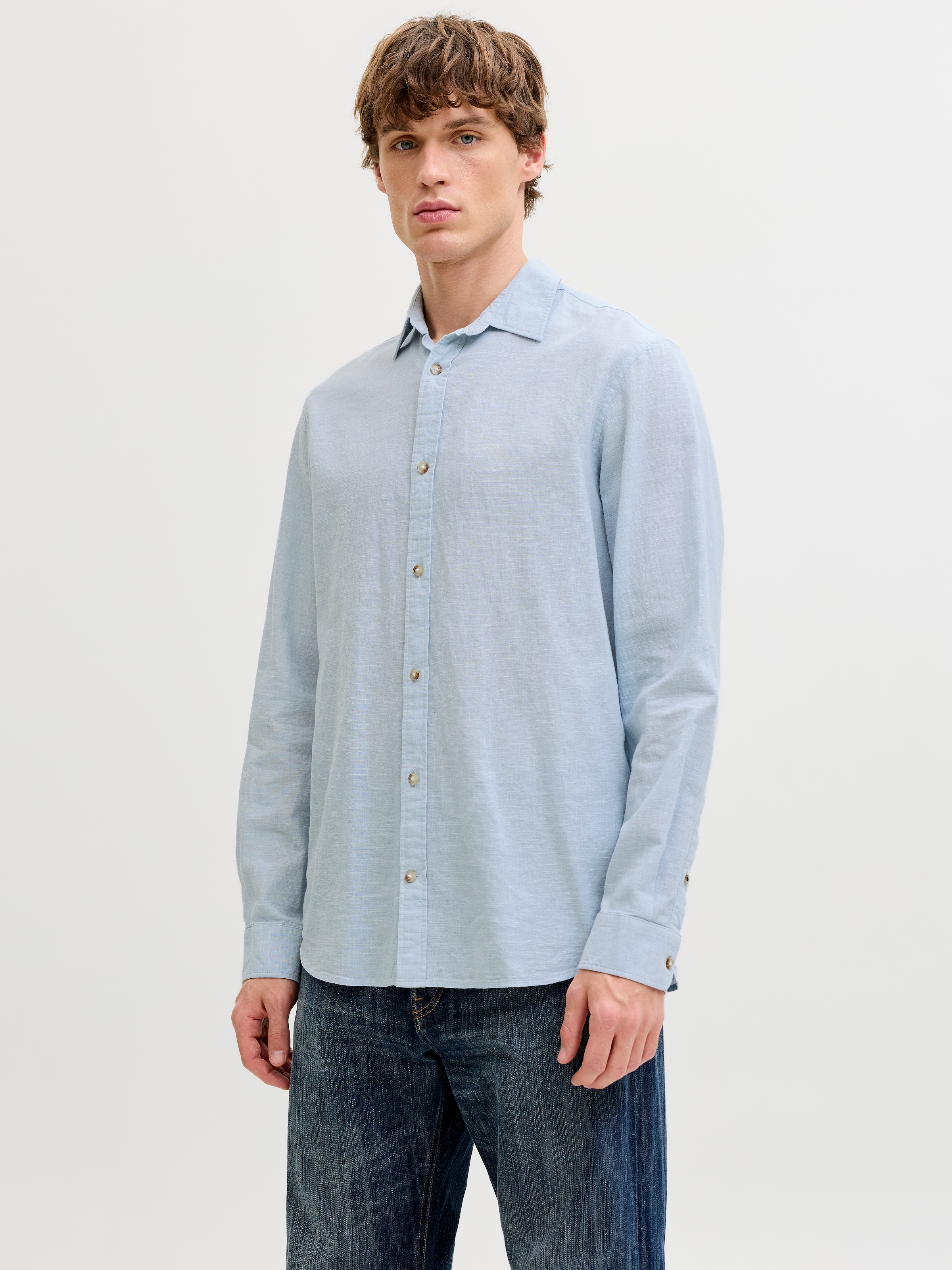 Jack & Jones Langarmhemd "JJESUMMER LINEN BLEND SHIRT L/S SN" Baumwollmisch günstig online kaufen