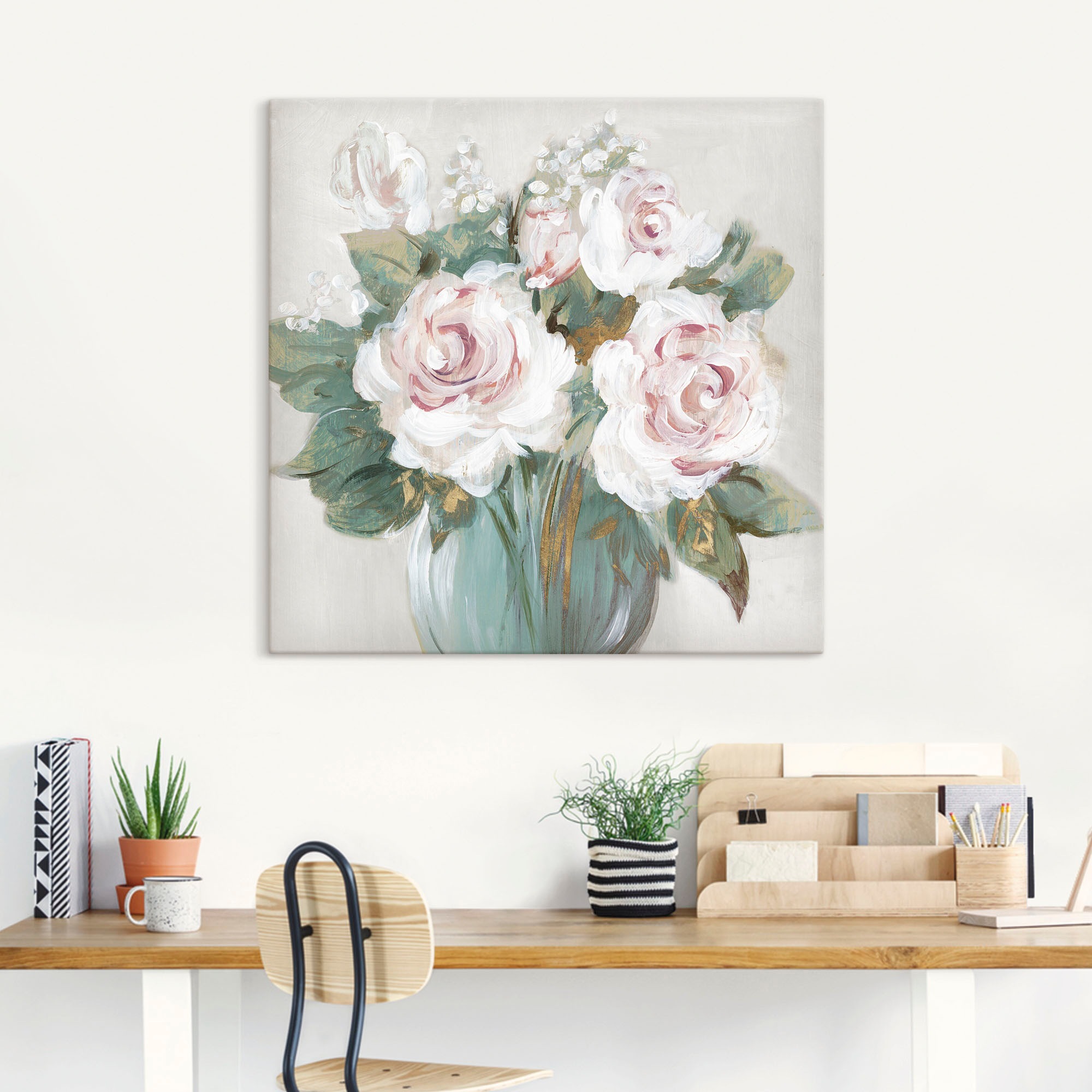 Artland Leinwandbild "Goldener Blumenstrauß" Blumenbilder 1 Stk. tlg. als A günstig online kaufen