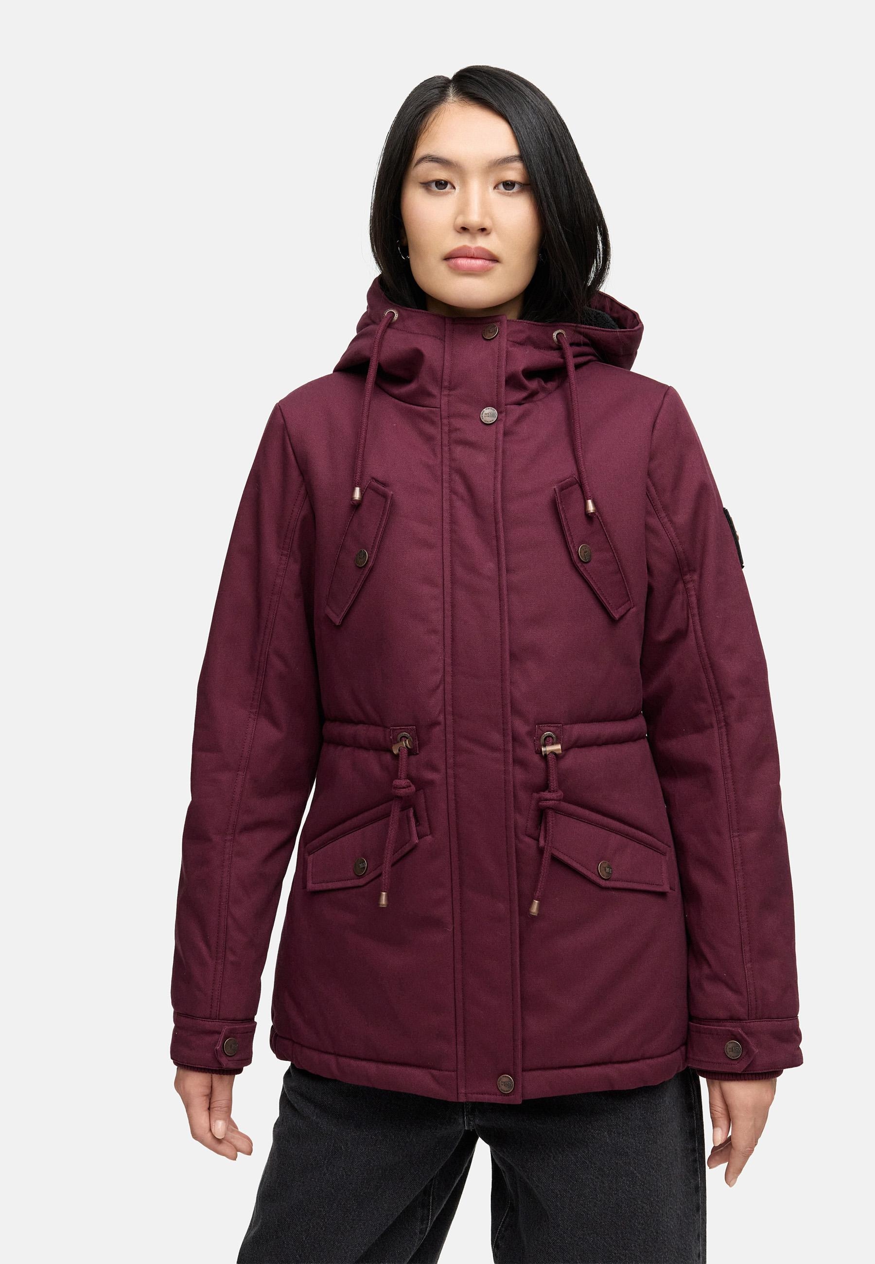 Marikoo Winterjacke »Manolya«, mit Kapuze, stylischer Kurzmantel mit weichem Teddyfell-Futter