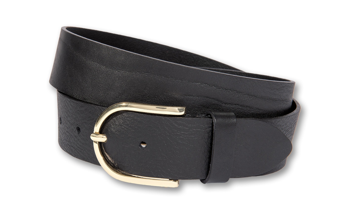 Ledergürtel SILBERGIFT "Ledergürtel mit fein geschwungener Schließe", Damen, Gr. 105, schwarz, Rindsleder, Gürtel Ledergürtel