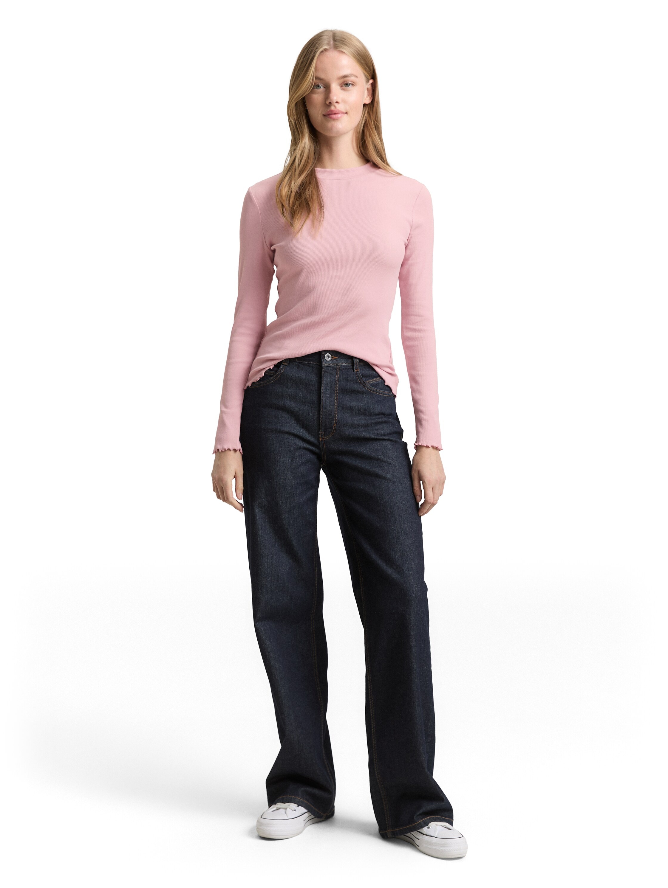 TOM TAILOR Denim Langarmshirt in Ripp-Optik