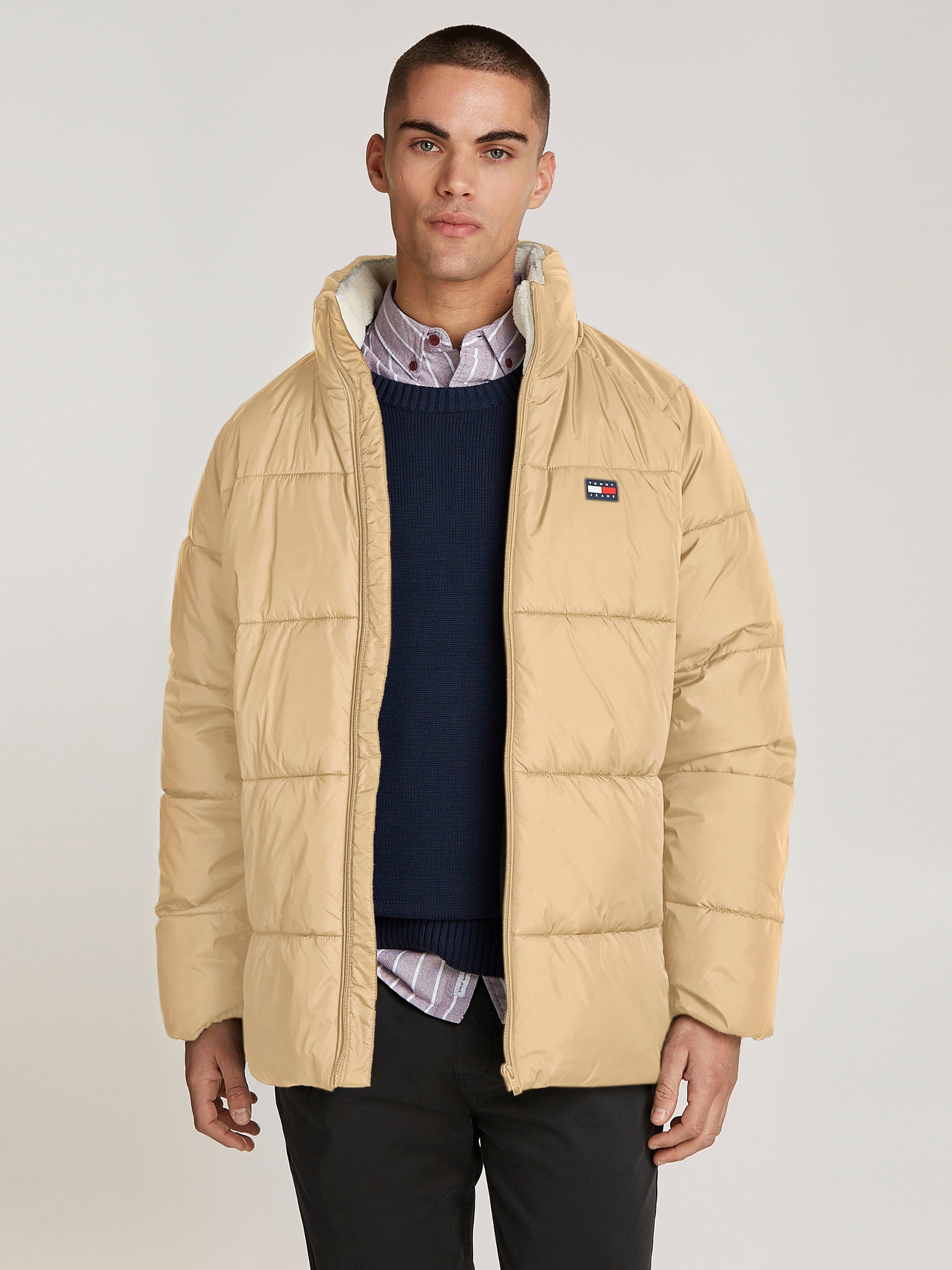Tommy Jeans Steppjacke "TJM POLY PUFFER EXT" ohne Kapuze Winterjacke mit St günstig online kaufen
