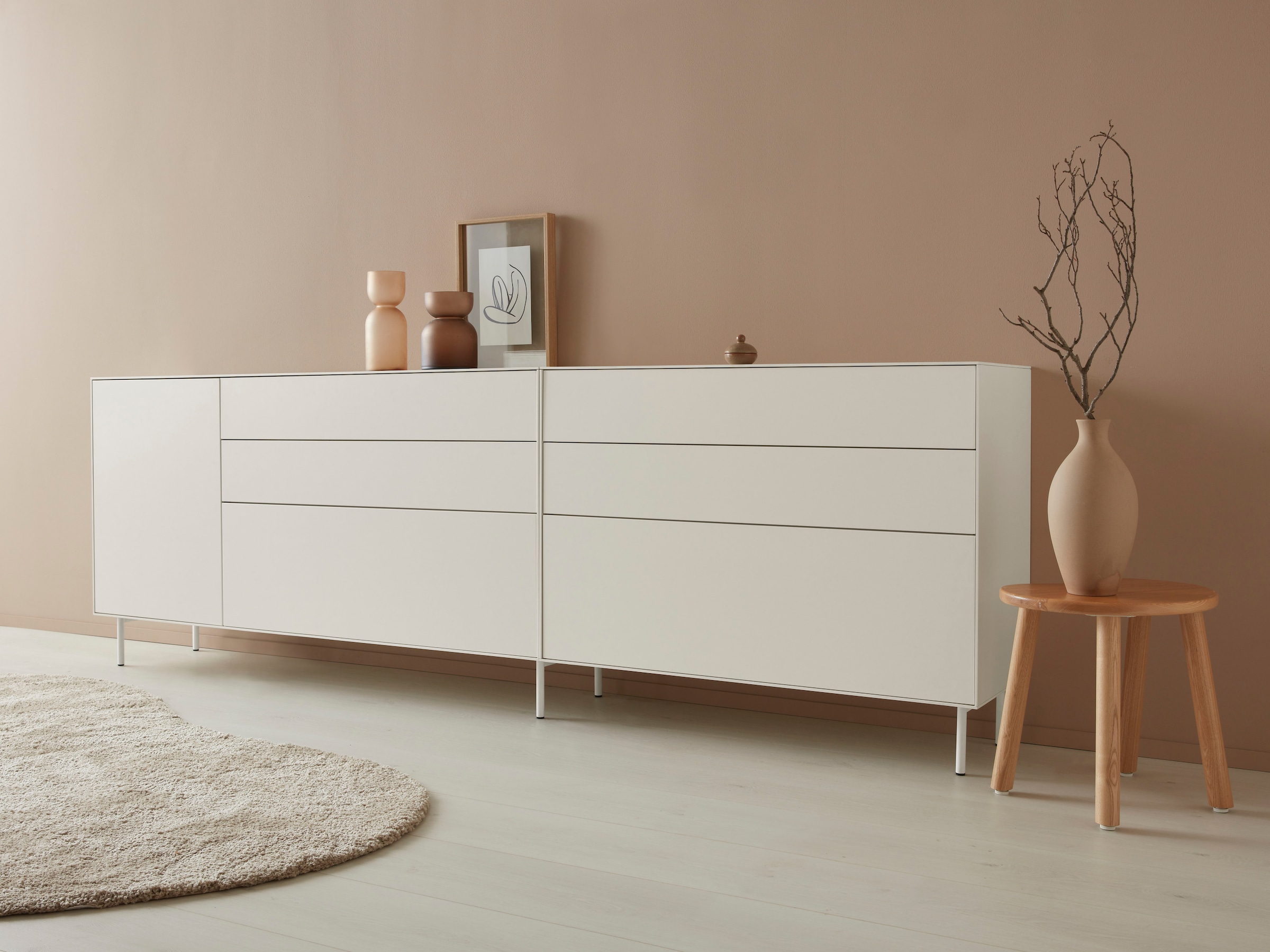 LeGer Home by Lena Gercke Sideboard "Essentials", (2 St.), Breite: 279cm, MDF lackiert, Push-to-open-Funktion