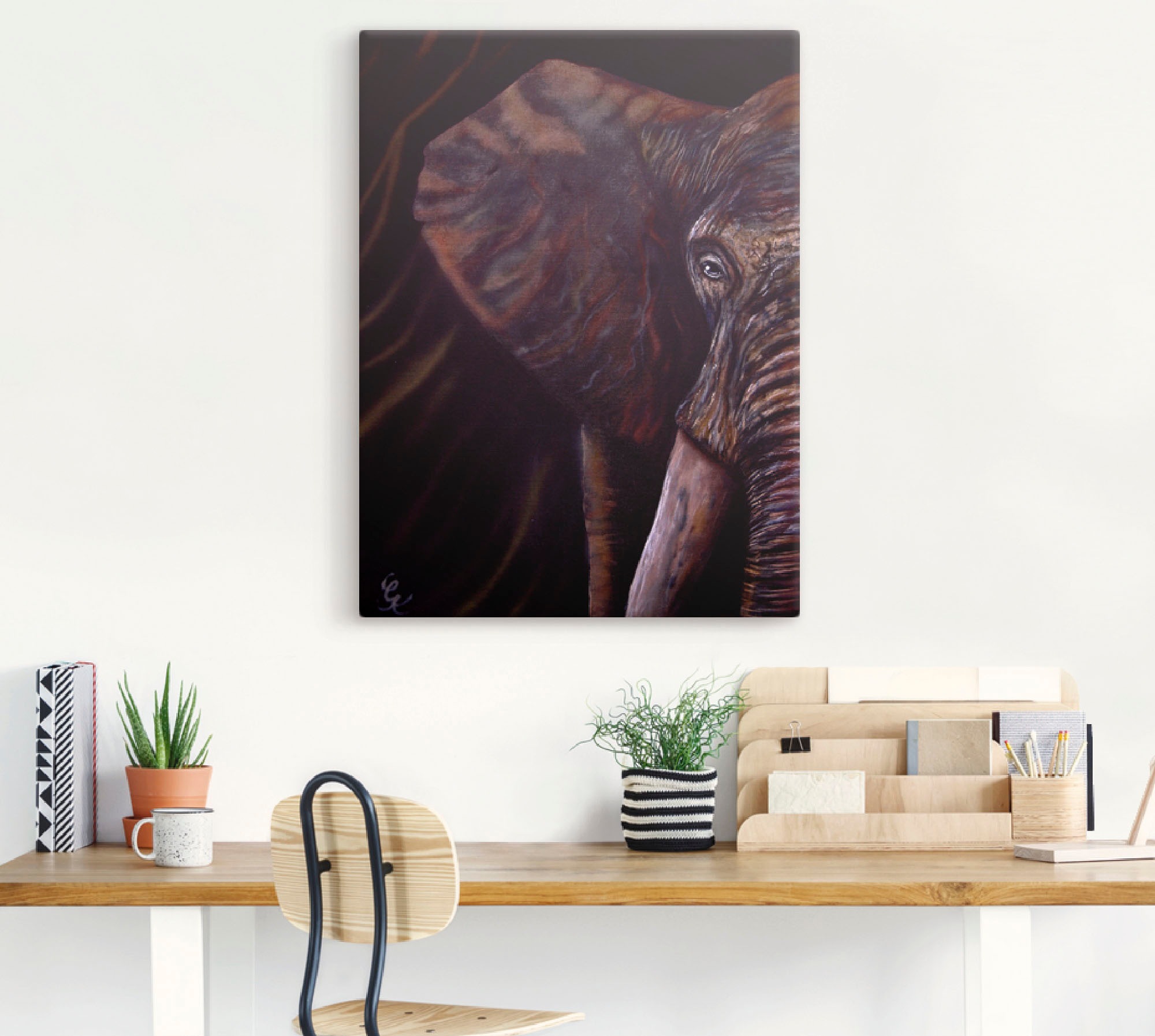 Artland Leinwandbild »Elefant«, Wildtiere, (1 St.), auf Keilrahmen gespannt