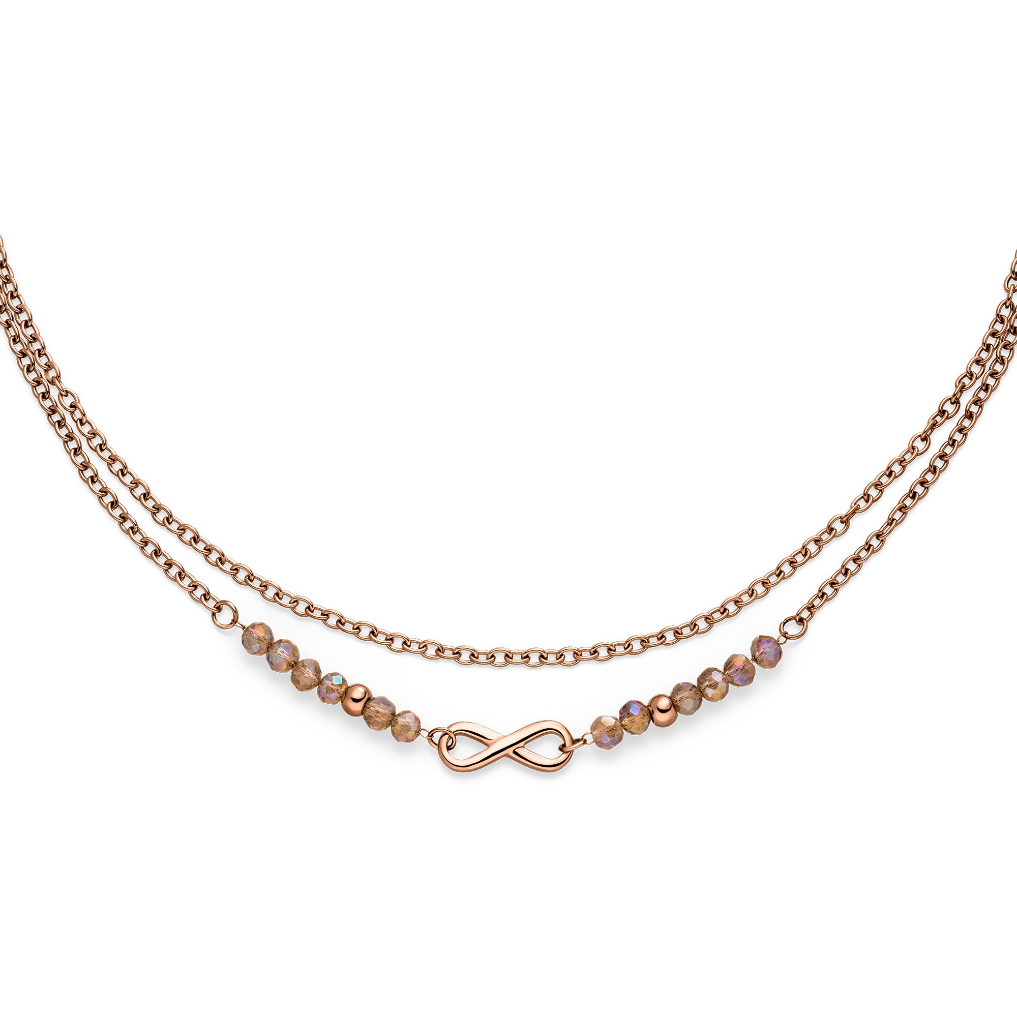 "Fußkette S.OLIVER ""Infinity Beads, Unendlichkeitsschleife"", rosa (roségoldfarben, rosé, rosé), Fußketten, Damen, Edelstahl, mit Kristallstein"