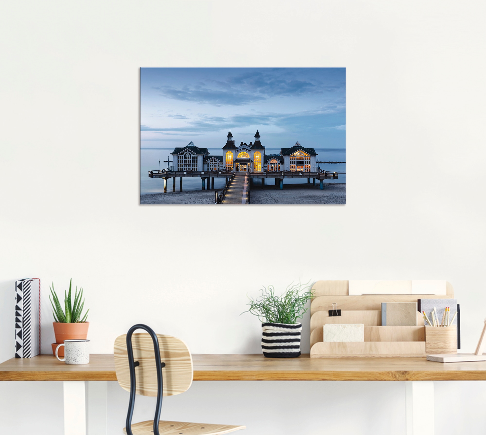 Artland Wandbild »Seebrücke Sellin«, Gebäude, (1 St.), als Alubild, Outdoorbild, Leinwandbild in verschied. Größen