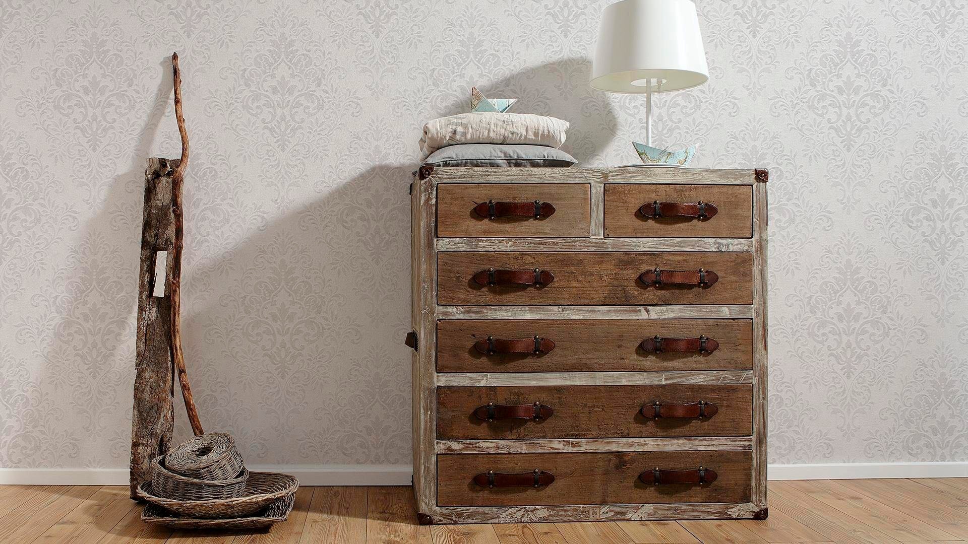 living walls Vliestapete »Tapete mit Ornamenten barock«, metallic-matt-glänzend-ornamental-floral-gemustert, Tapete Klassik Metallic Tapeten Wohnzimmer Schlafzimmer Küche modern
