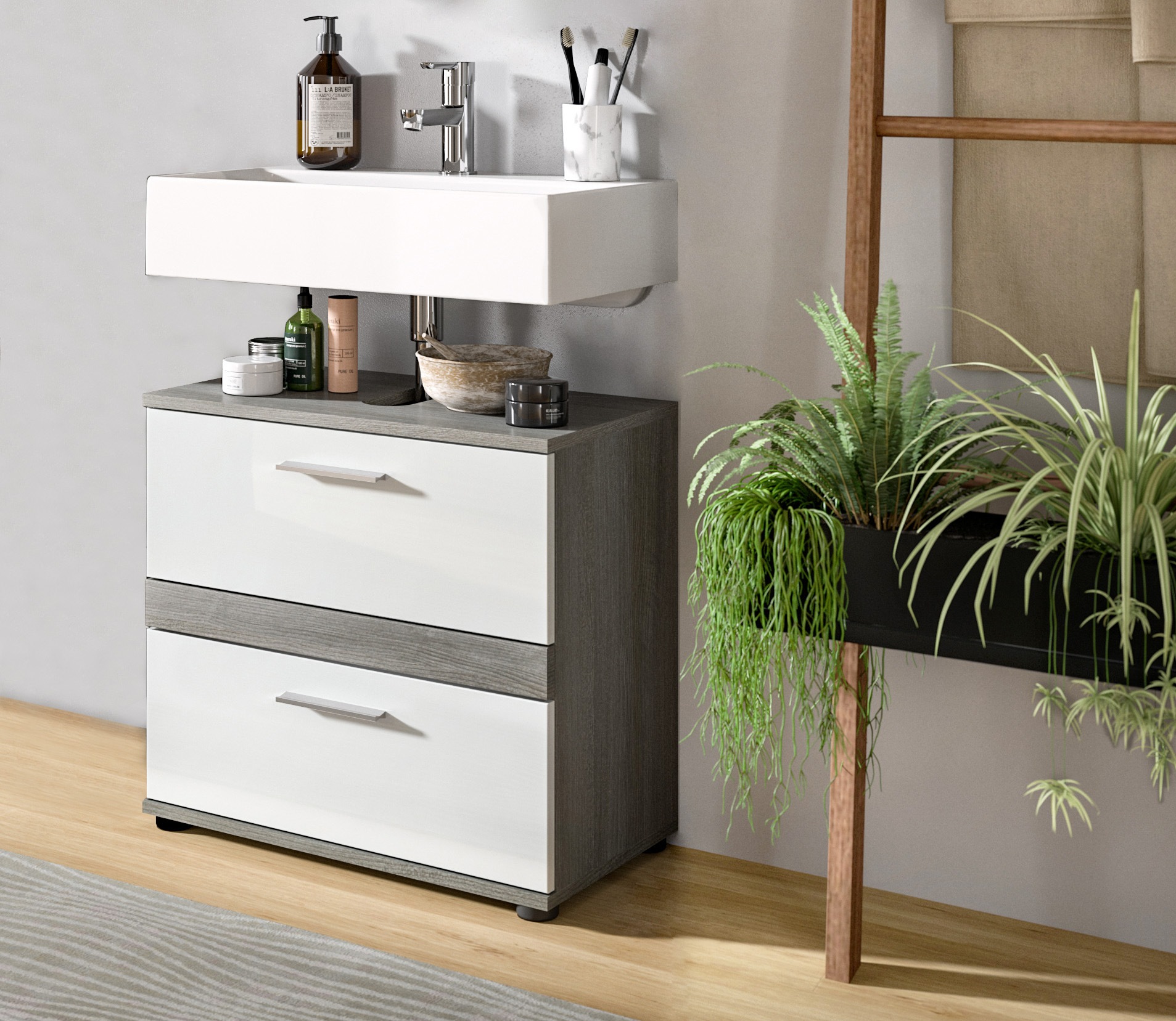 welltime Waschbeckenunterschrank "LUCCA, TOPSELLER, Breite 60 cm, 2 Schubkä günstig online kaufen