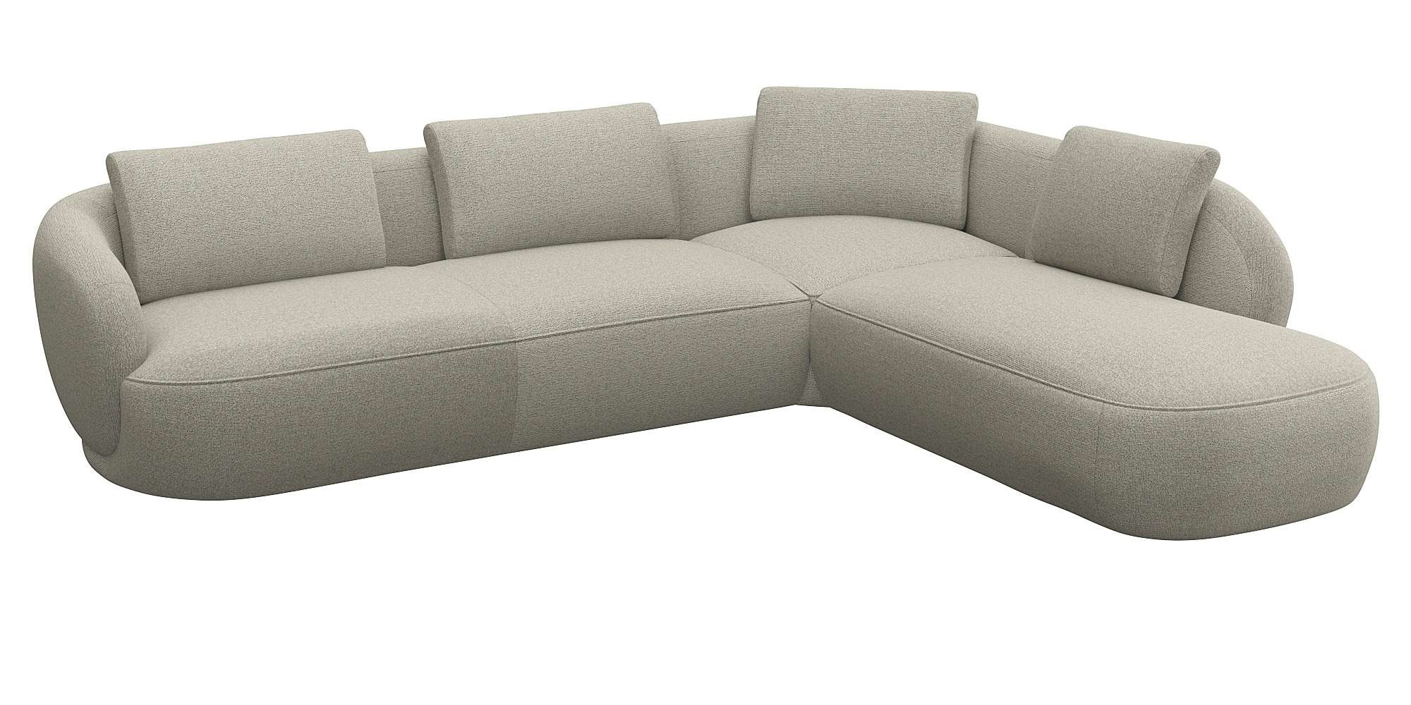 FLEXLUX Ecksofa »Torino, rund, L-Form, Sofa-Ecke mit Ottomane«, Modernes, organisches Sofa-Design, Kaltschaum, Wellenunterfederung