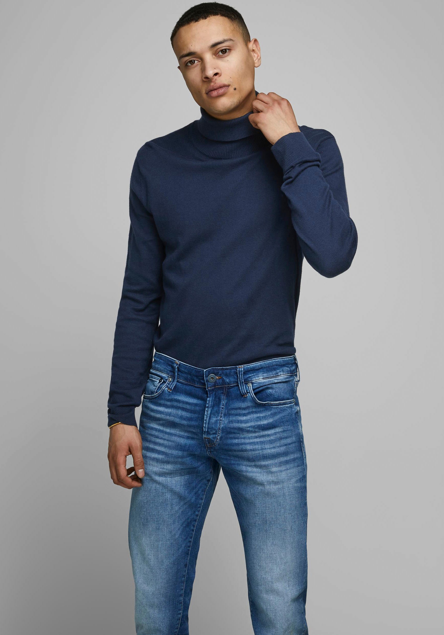 Jack & Jones 1100000002199 "JJEEMIL KNIT ROLL NECK NOOS" Baumwollmischung, regular fit