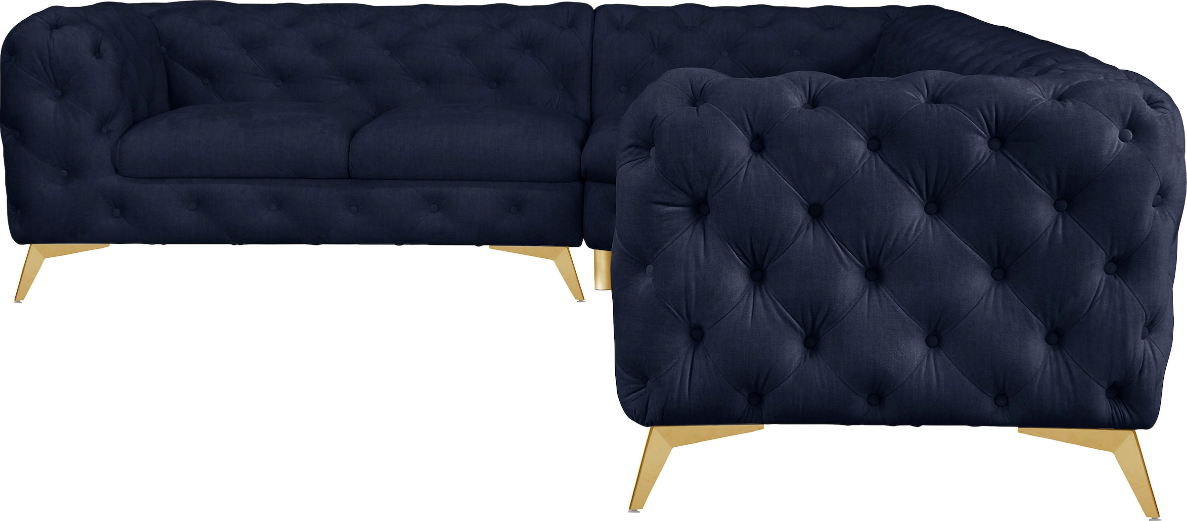 Leonique Chesterfield-Sofa "Ecksofa GLYNIS L-Form mit Wellenunterfederung, günstig online kaufen