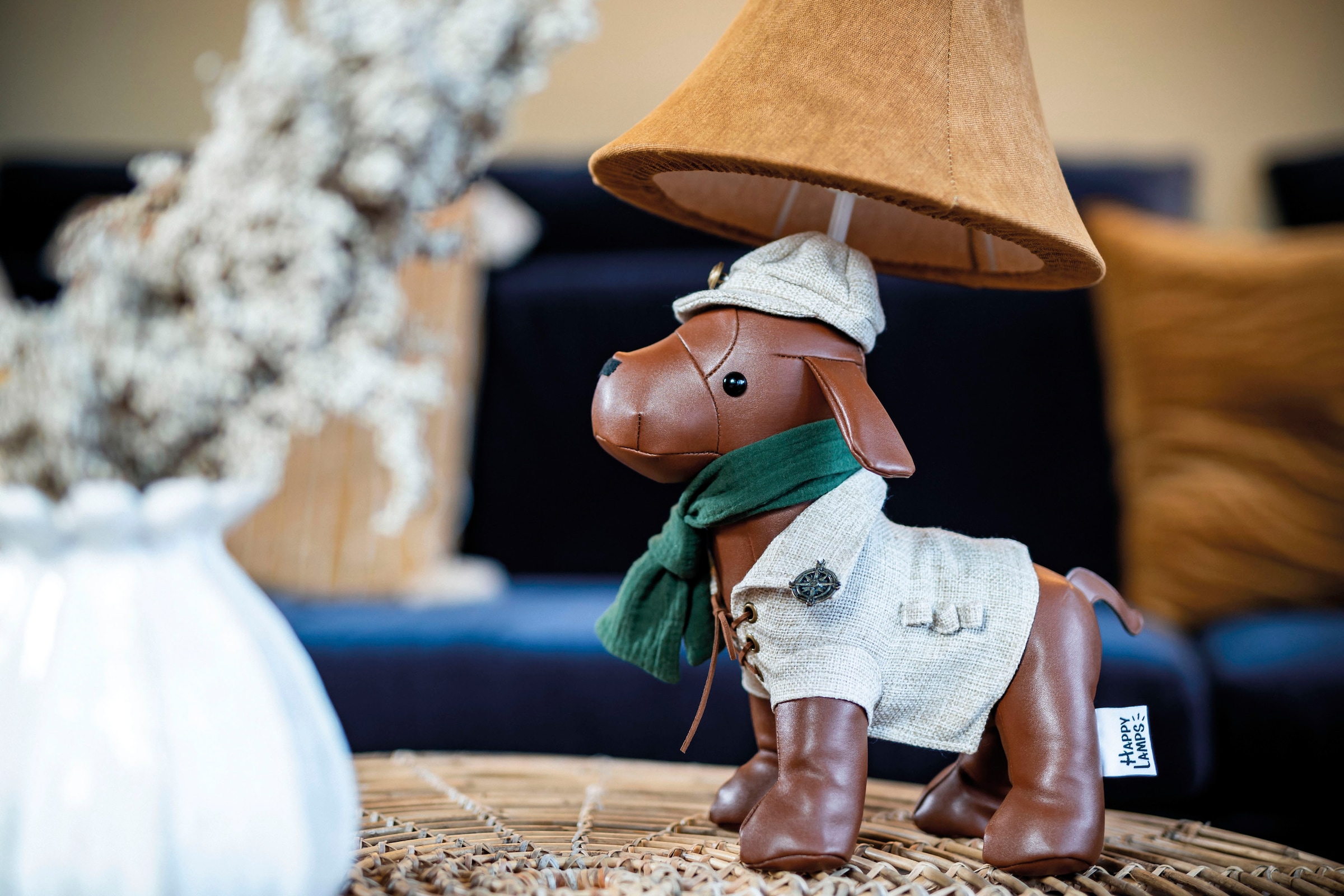 "LED Tischleuchte ""Spike der Jagdhund"", bunt (braun, beige und grün), 1, H: 48cm, 1 Stk., HAPPY LAMPS FOR SMILING EYES, Leuchten, Hochwertig