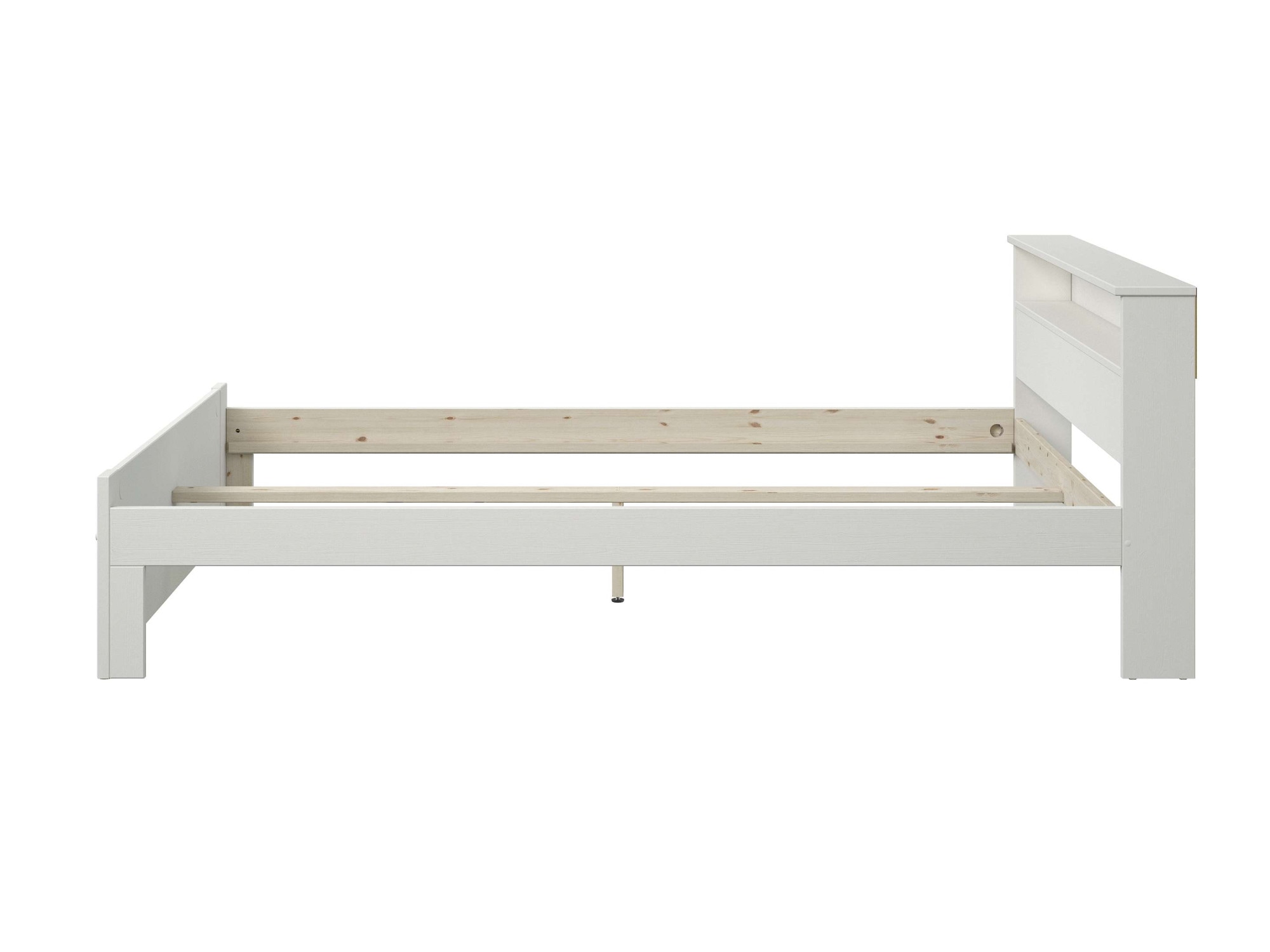 OTTO home Massivholzbett »FLAVION, TOPSELLER! Jugendbett, FSC® zertifizierte massive Kiefer« Breite: 140,  Qualitätsprodukt, Regal, Kassettenoptik, Schublade optional