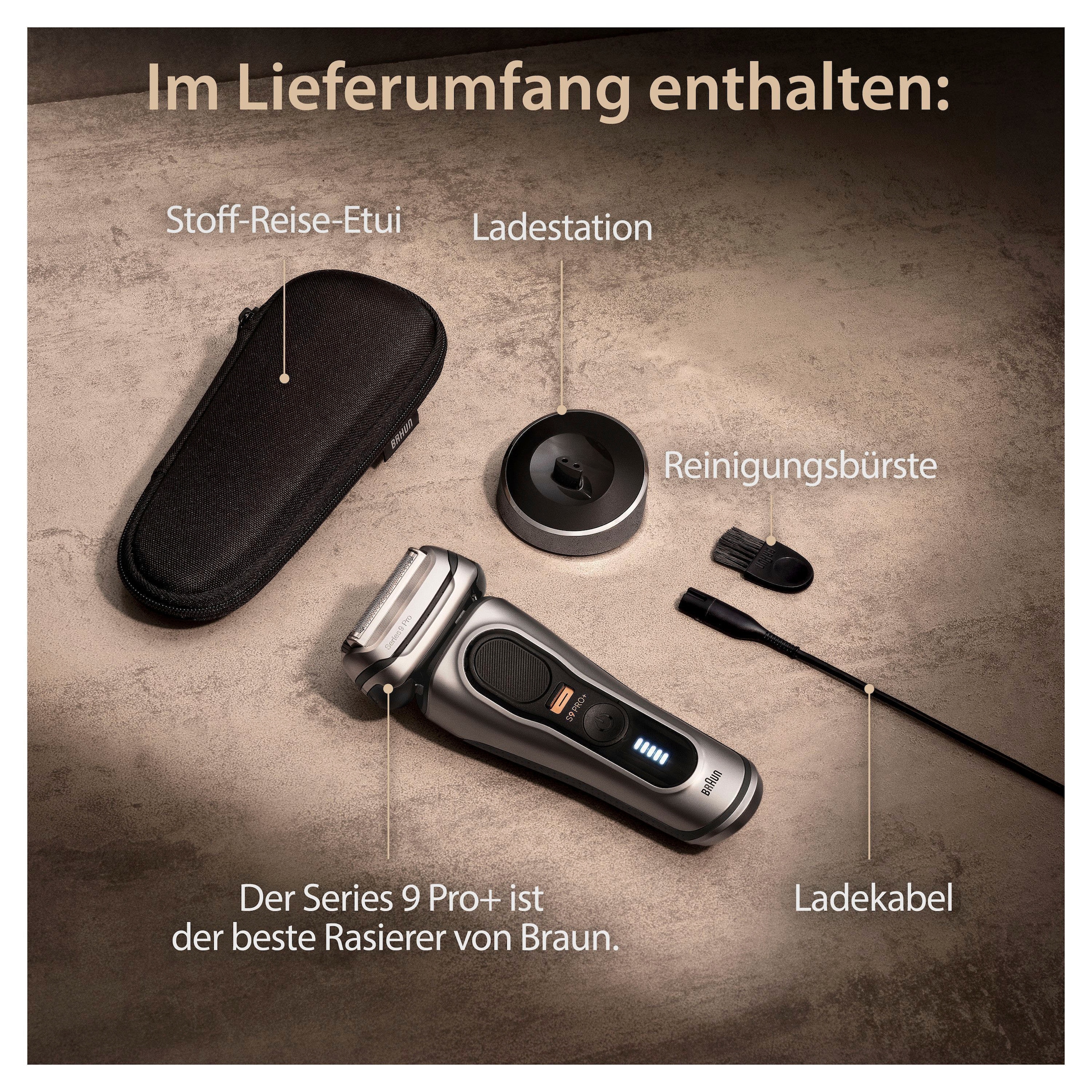 Braun Series 9 Pro Premium Rasierer Herren mit 4+1 Scherkopf,  Elektrorasierer & ProLift Trimmer, PowerCase, 5-in-1 Reinigungsstation, 60  Min.