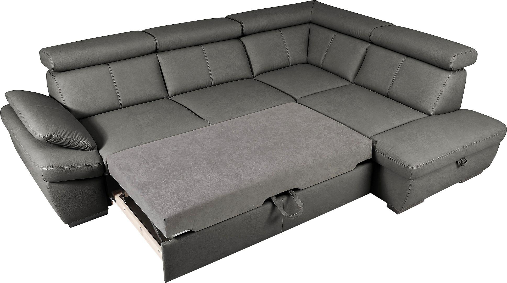 exxpo - sofa fashion Ecksofa »Salerno, klassisch modernes Funktionssofa, hoher Sitzkomfort, L-Form«, inkl. Kopf- und Armteilverstellung, wahlweise mit Bettfunktion
