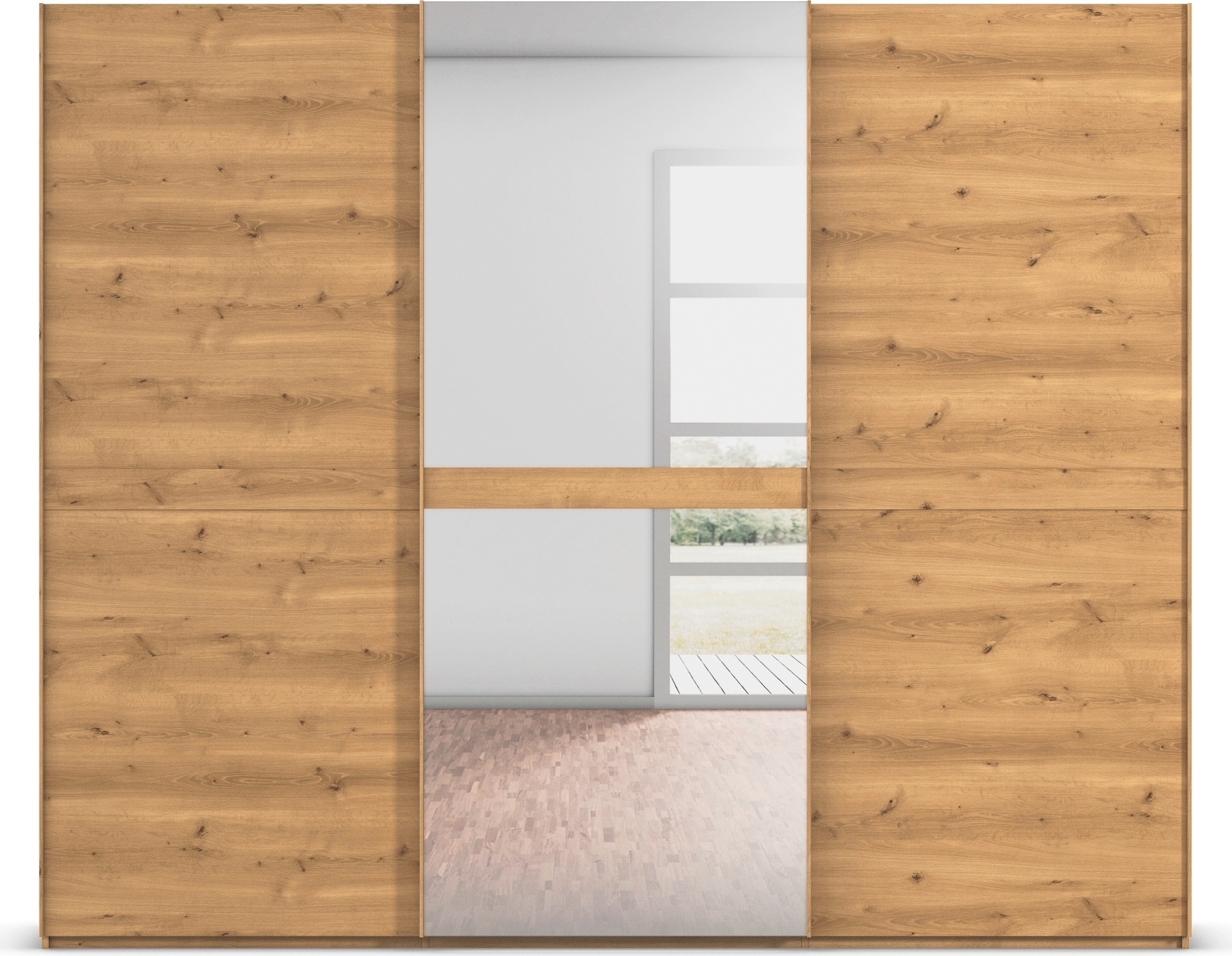 rauch Schwebetürenschrank »Kleiderschrank Schrank Garderobe Schlafzimmerschrank SCALE-LINE«, edle Optik mit Bauchbinde in Korpusfarbe mit Spiegel MADE IN GERMANY