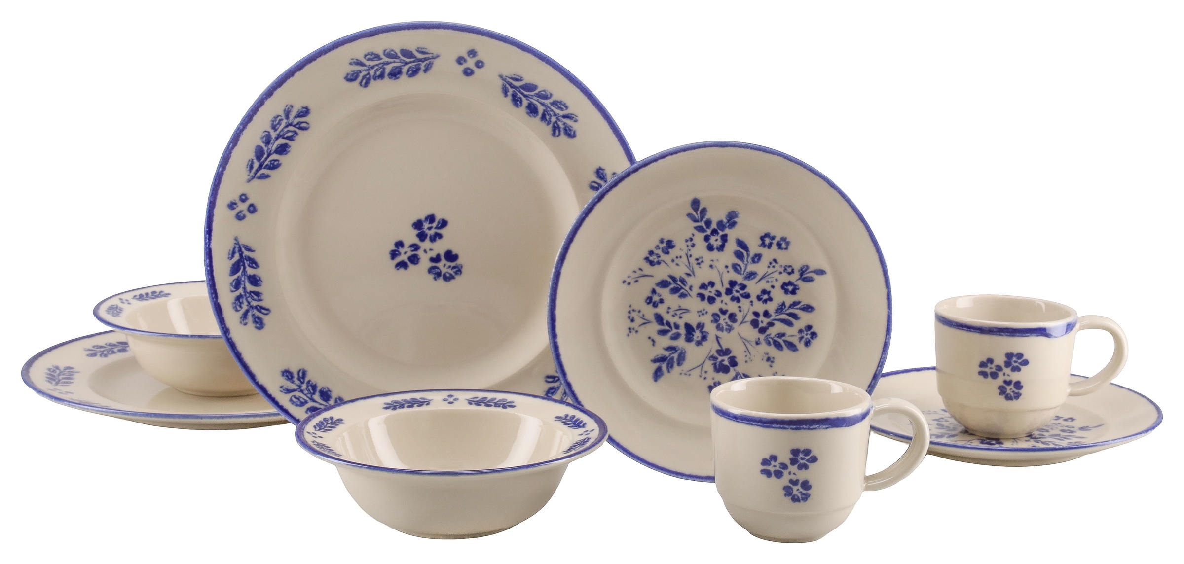 CreaTable Kombiservice "Rondo Cottage, Geschirr-Set, 8-tlg." Hochwertiges Steinzeug, Leicht cremefarbene Naturglasur