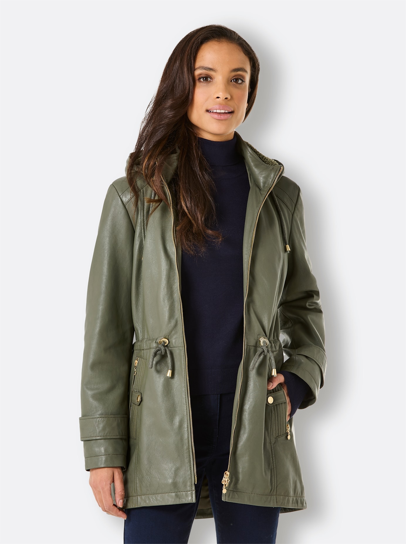 CREATION L PREMIUM Lederjacke, mit Kapuze