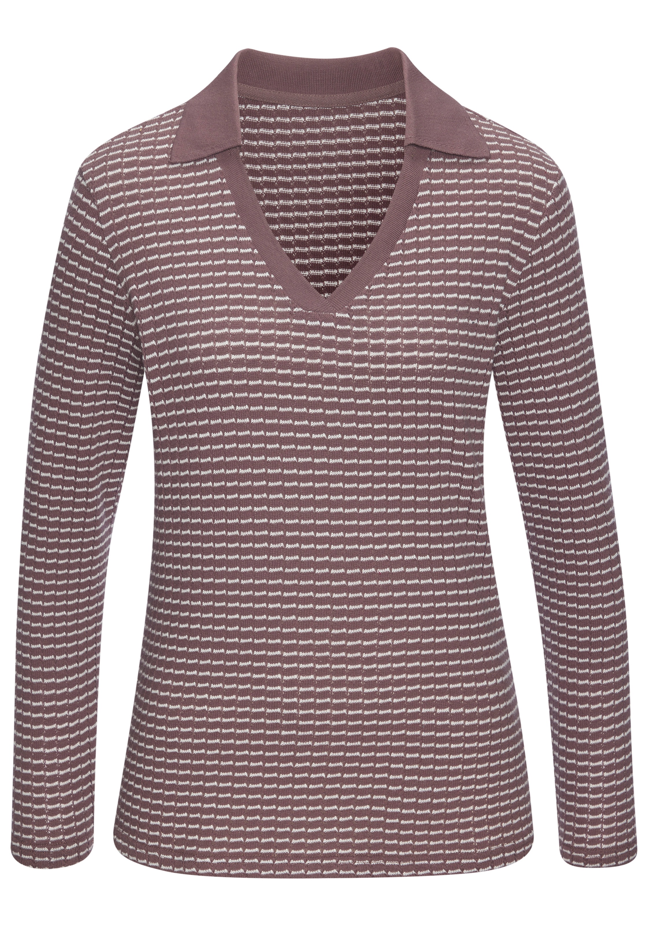 Vivance Langarm-Poloshirt "aus strukturierter Strickqualität" schöne Strick günstig online kaufen