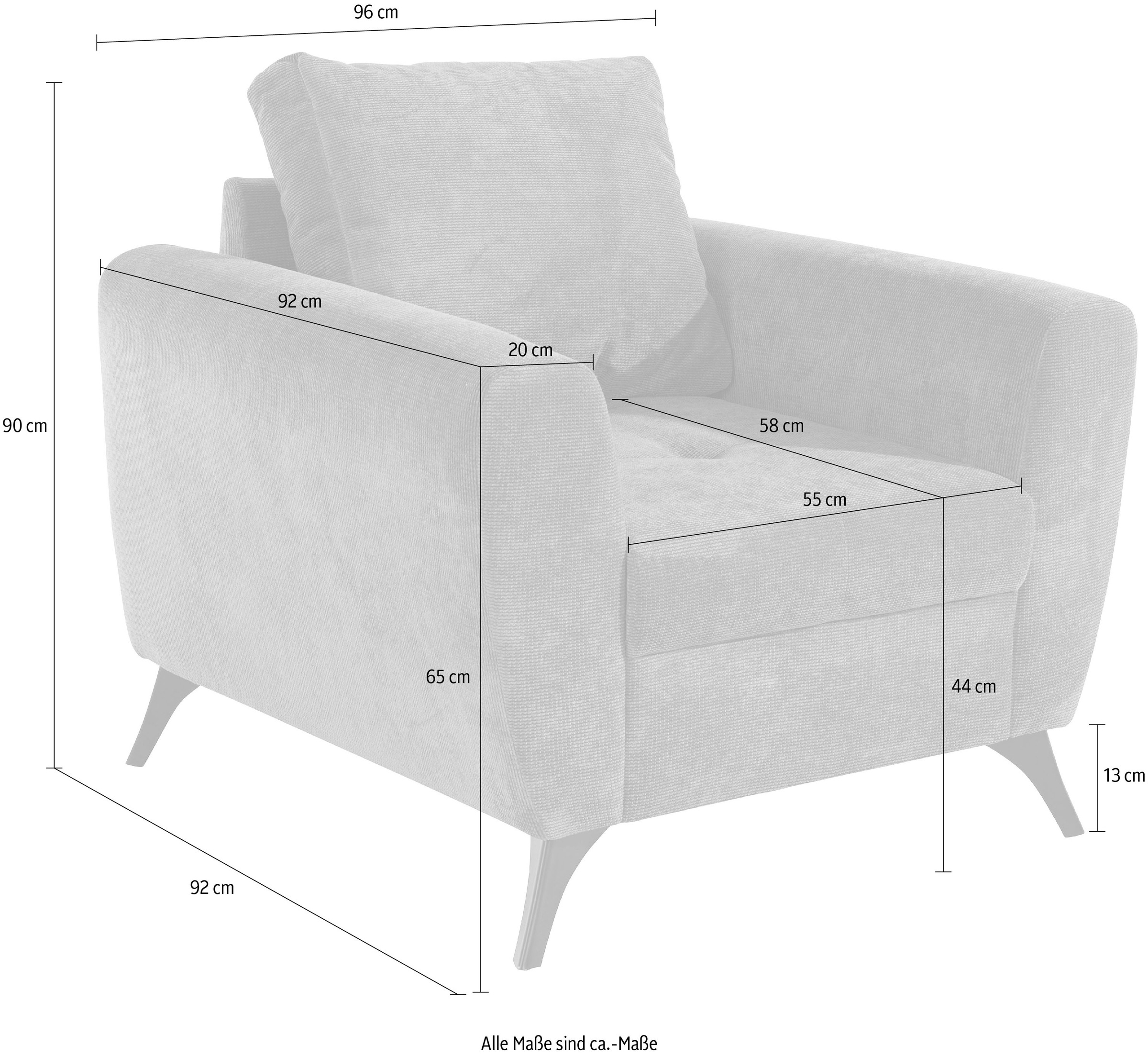 im Sitzbereich, »Lörby«, Aqua Kissen Sessel feine BAUR | INOSIGN mit auch lose Steppung clean-Bezug, kaufen