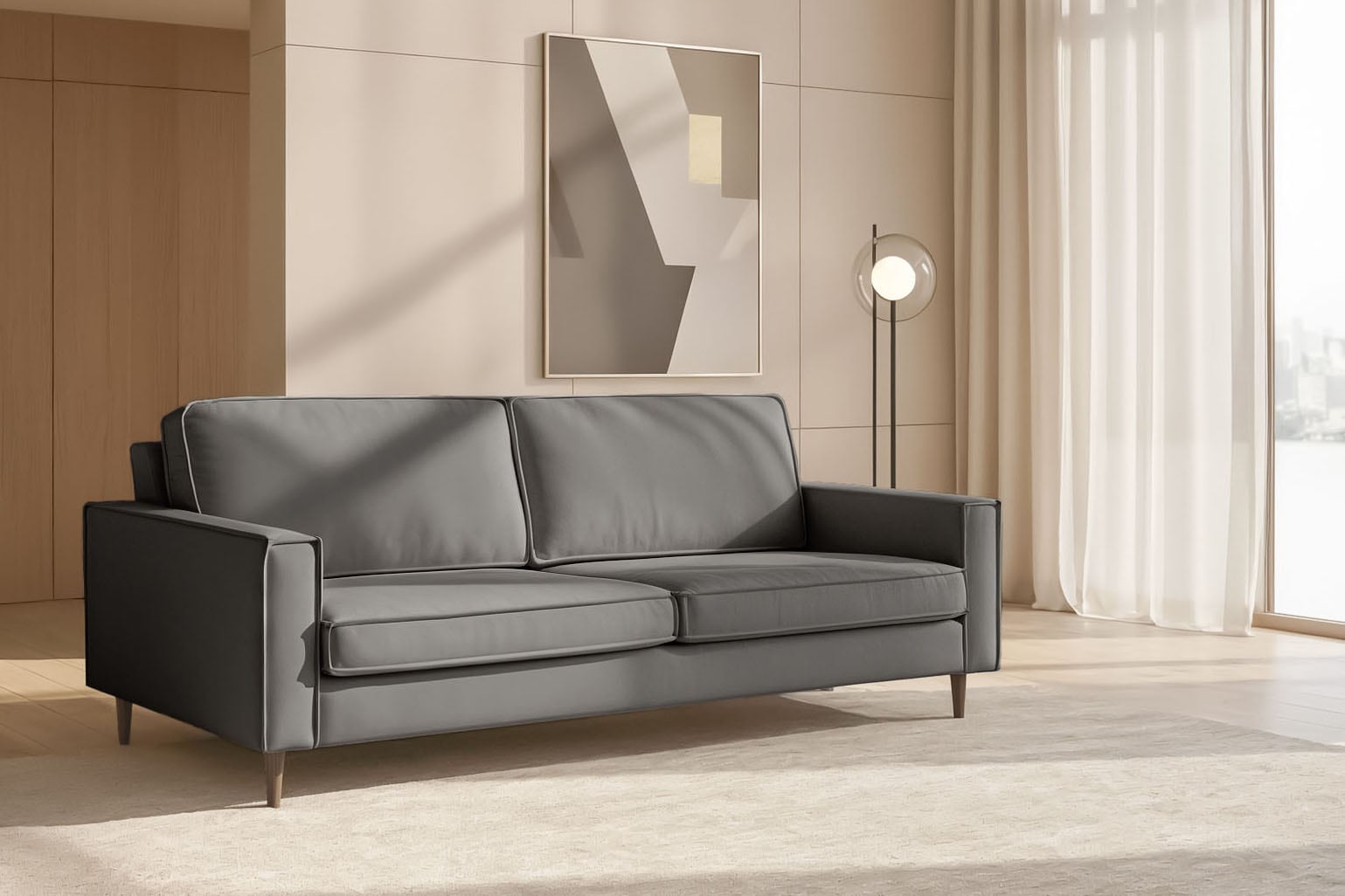 Home affaire 3-Sitzer "Pinto Skandi, 206 cm, Chenille, Struktur" günstig online kaufen