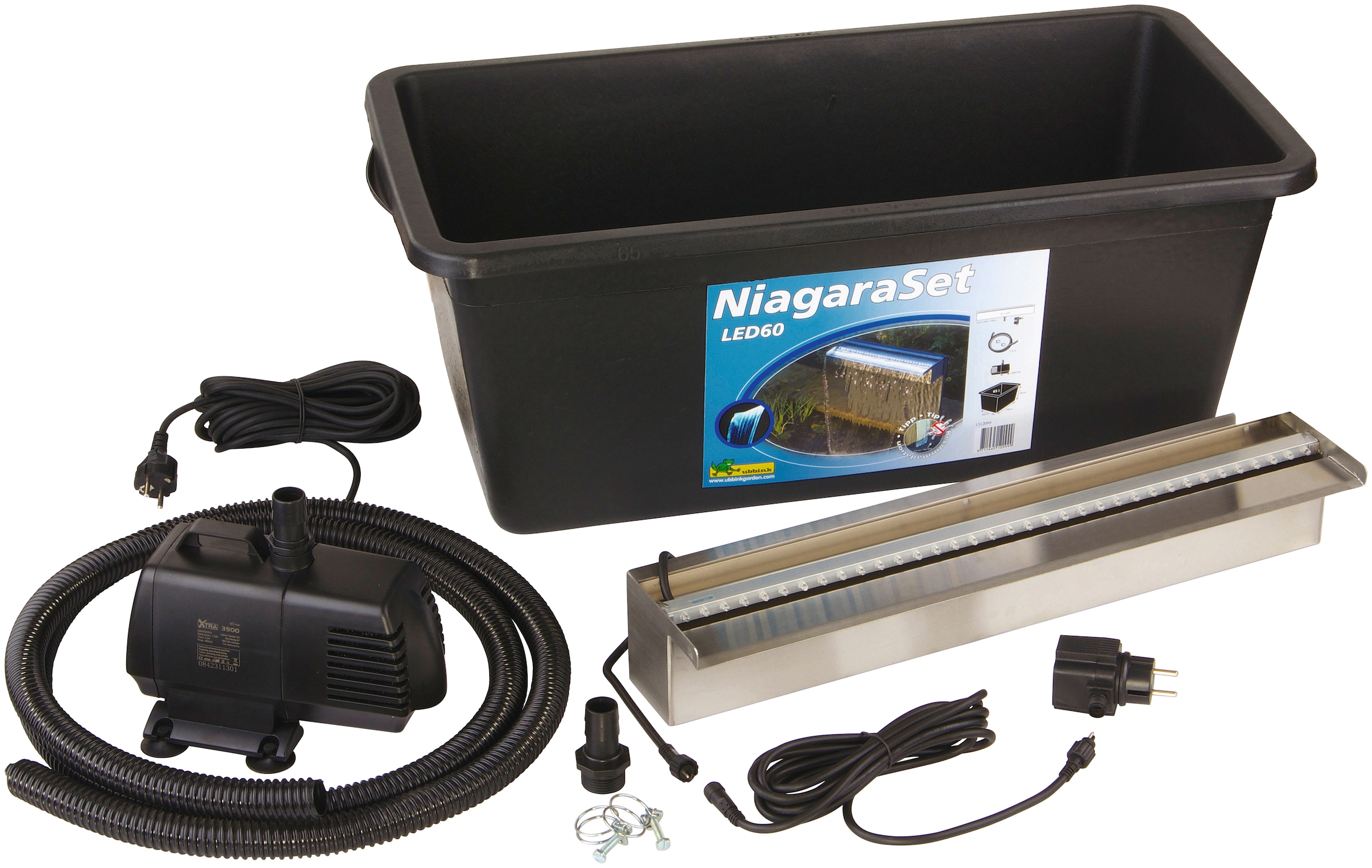 Wasserfall »Niagara 60 LED«, (Set, mit 35 LEDs; Pumpe 3900 l/h, Schlauch; Becken 65 l)