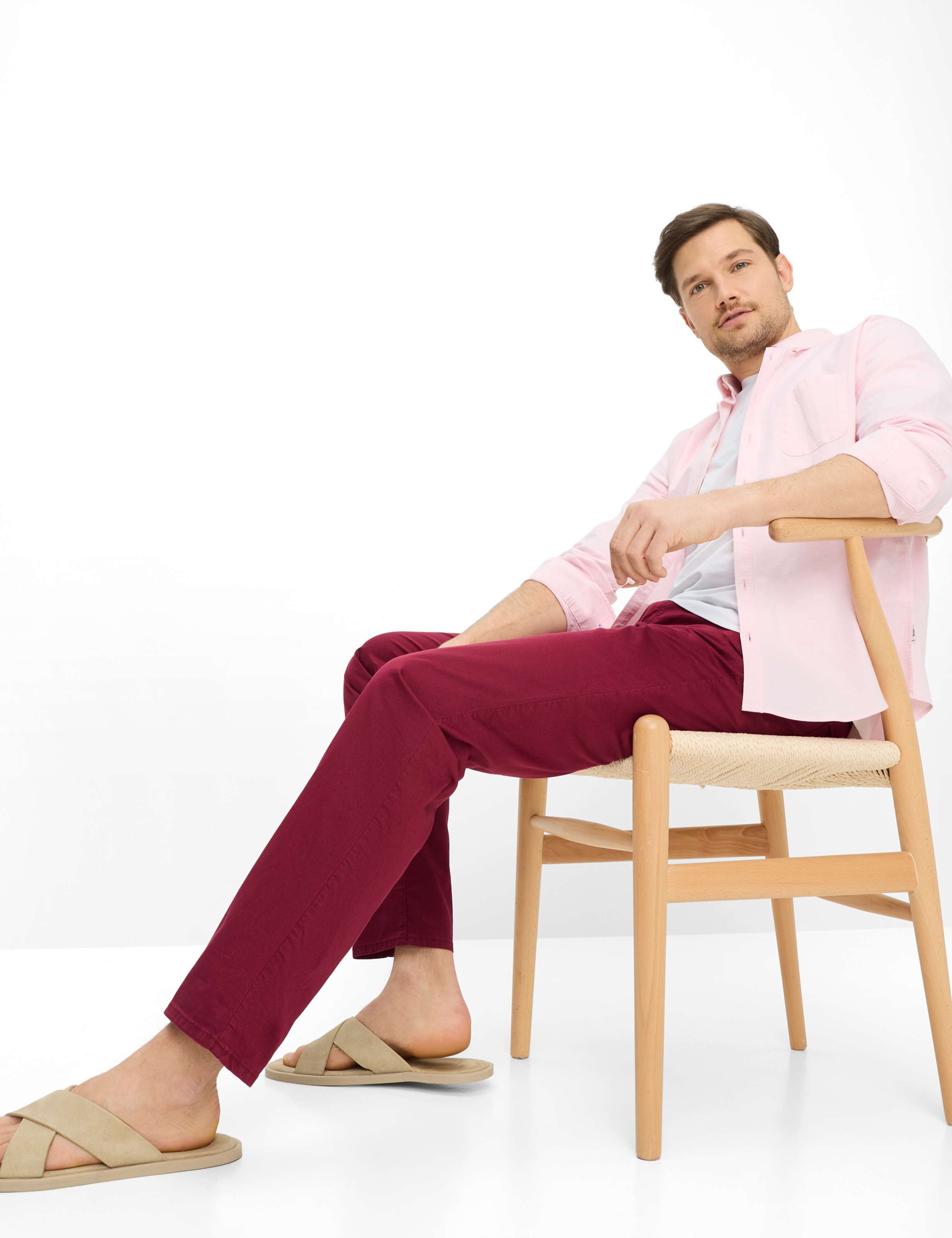 5-Pocket-Hose BRAX "Style CADIZ", Herren, Gr. 35, Länge 32, dunkelrot, Web, 78% Baumwolle, 19% Lyocell, 3% Elasthan, Hosen 5-Pocket-Hose 3