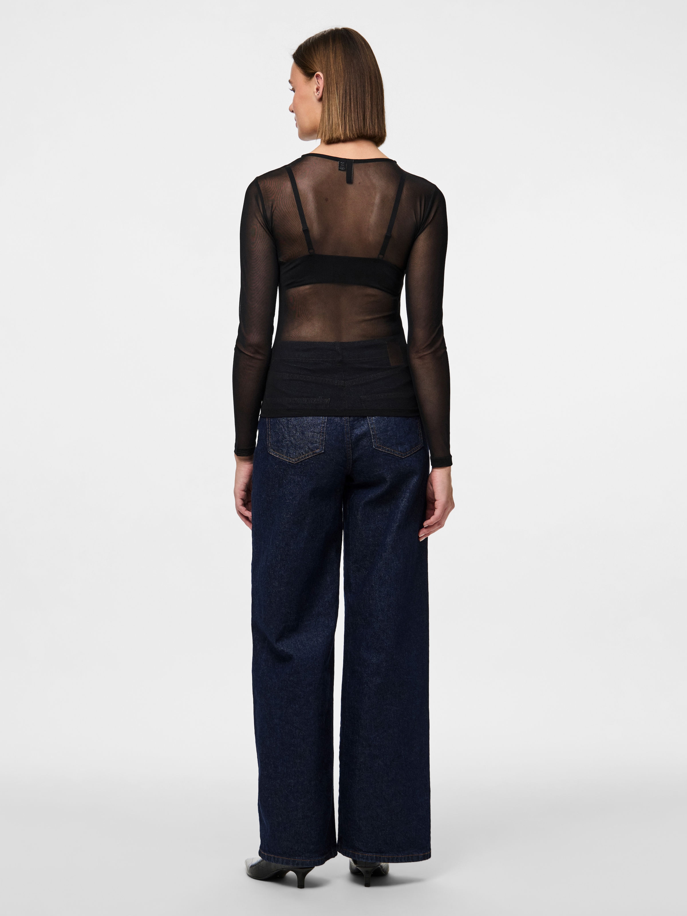 pieces Langarmshirt »PCNINNI LS MESH TOP NOOS BC« Materialmix, regular fit