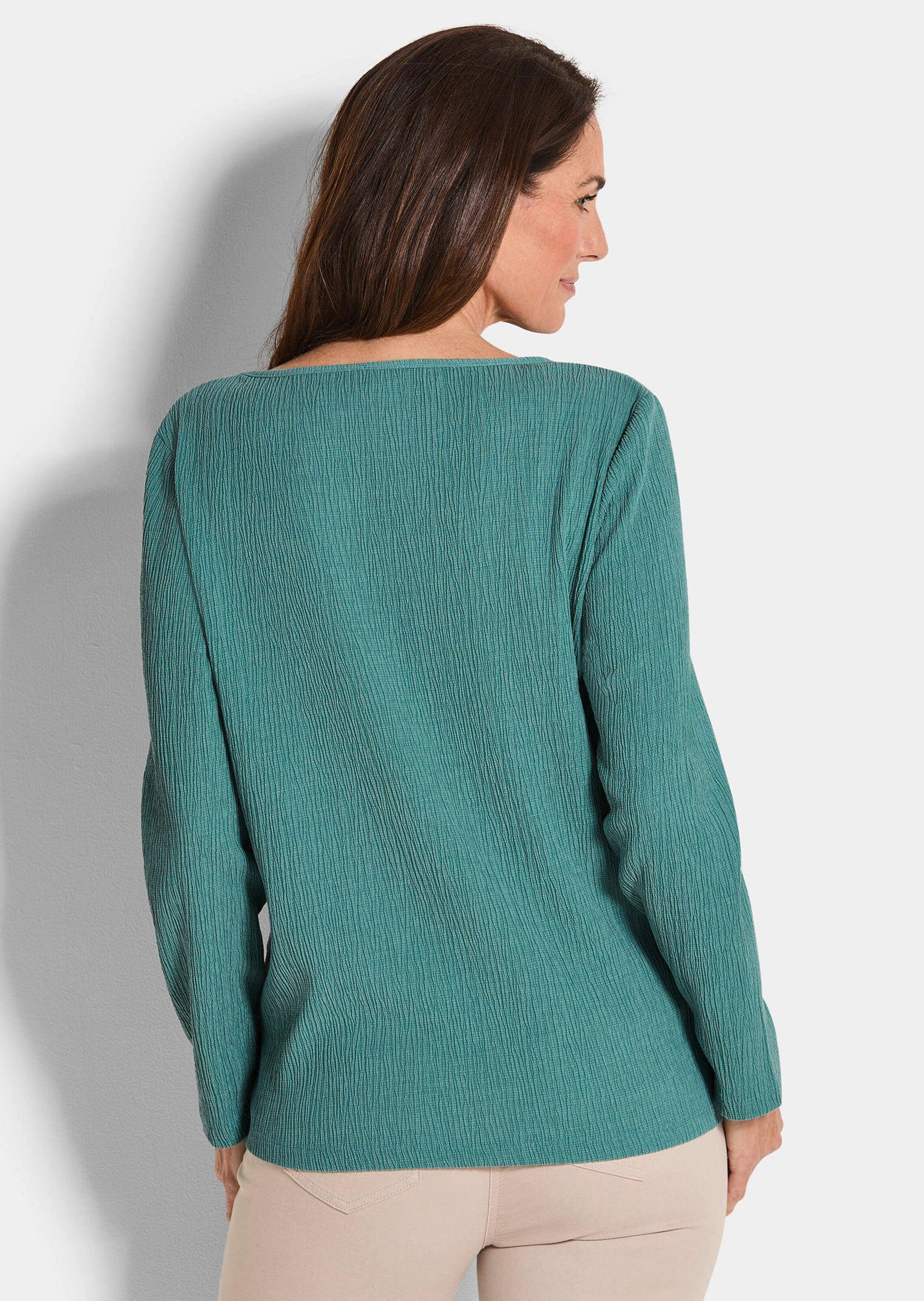 GOLDNER Langarmshirt »Jersey-Shirt in Krepp-Optik«