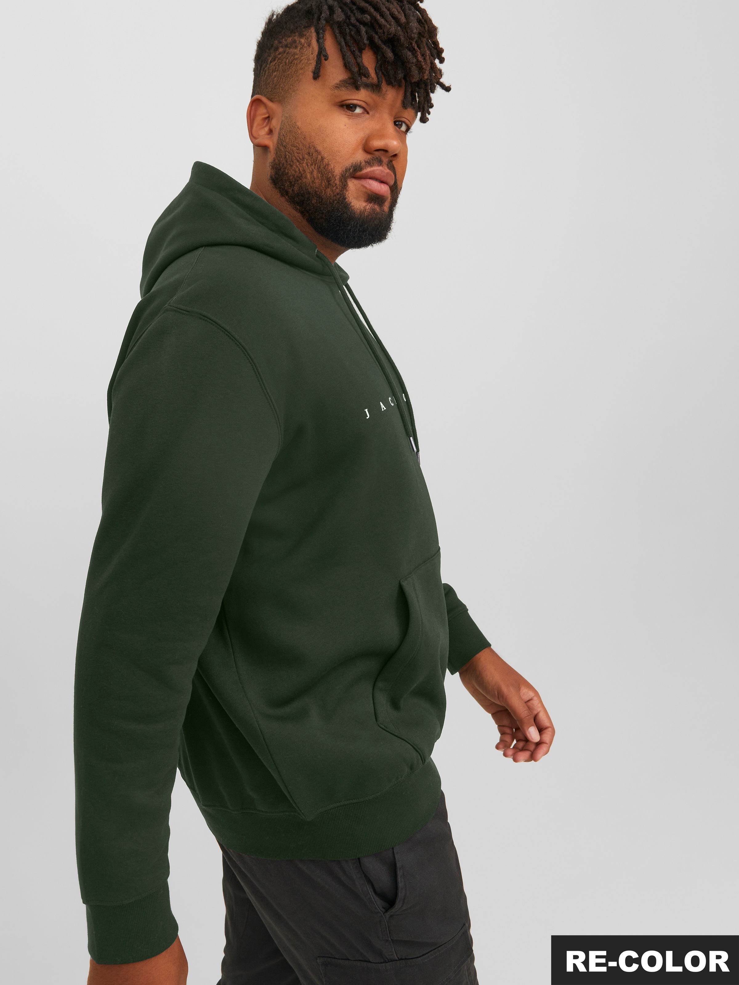 Thumbnail - Jack & Jones PlusSize "JJESTAR JJ SWEAT HOOD NOOS PLS", Baumwollmischung, relaxed fit
