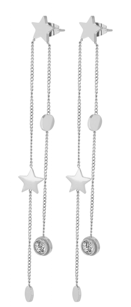 Adelia´s Paar Ohrhänger »Damen Ohrstecker aus poliertem Edelstahl mit Stern und Strass«