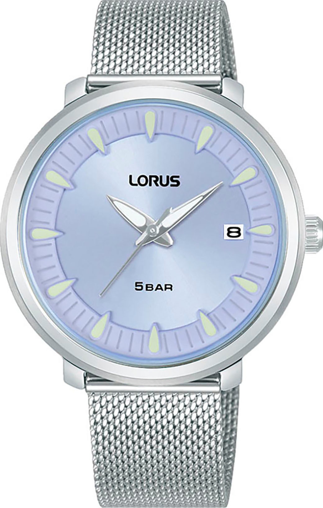 LORUS Damen Quarzuhrsilberfarben, hellblau, Armbanduhren, Armbanduhr, Damenuhr, Edelstahlarmband, analog, Tag