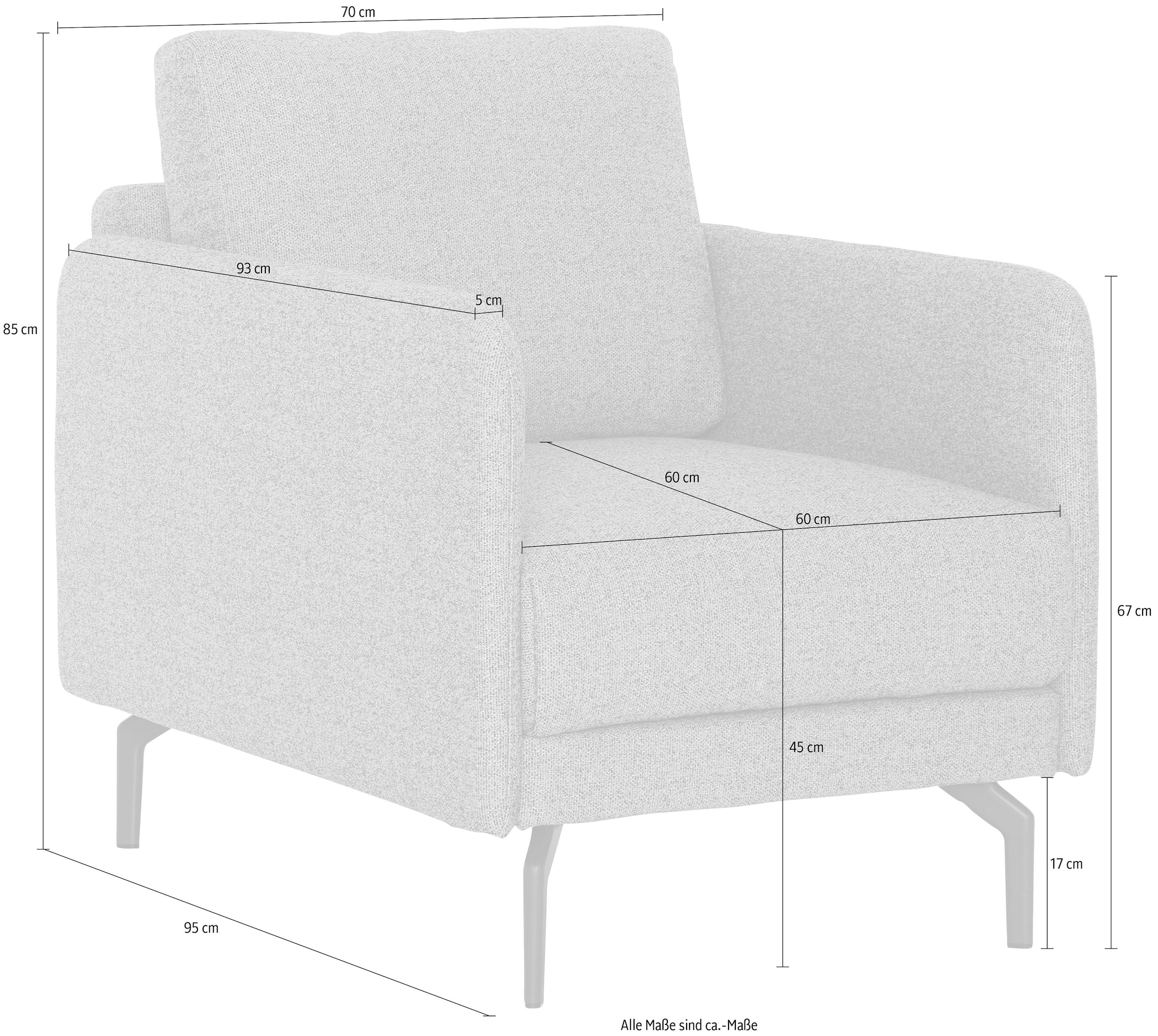 hülsta sofa Sessel »hs.450«, Armlehne sehr schmal, Breite 70 cm, Alugussfuß Umbragrau