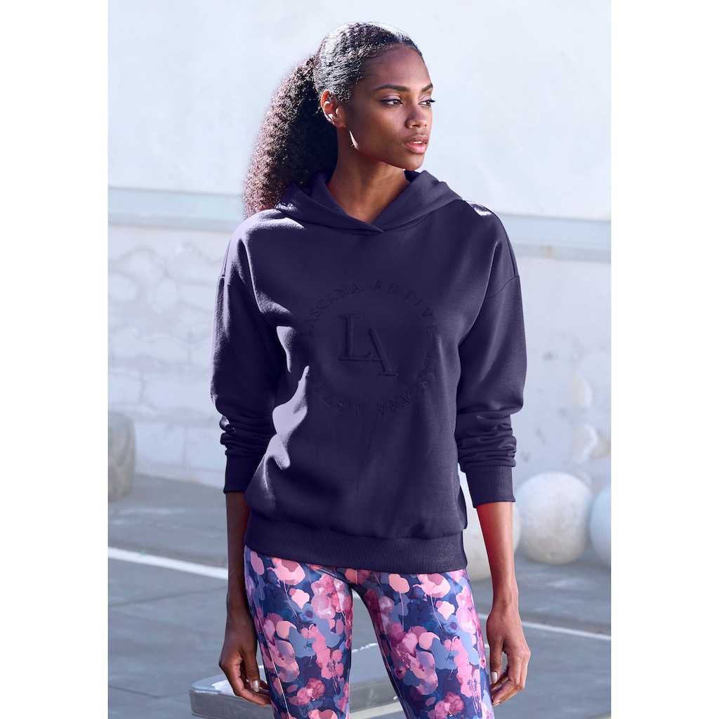 LASCANA ACTIVE Kapuzensweatshirt »- Performance Hoodie mit runder Logostickerei und«