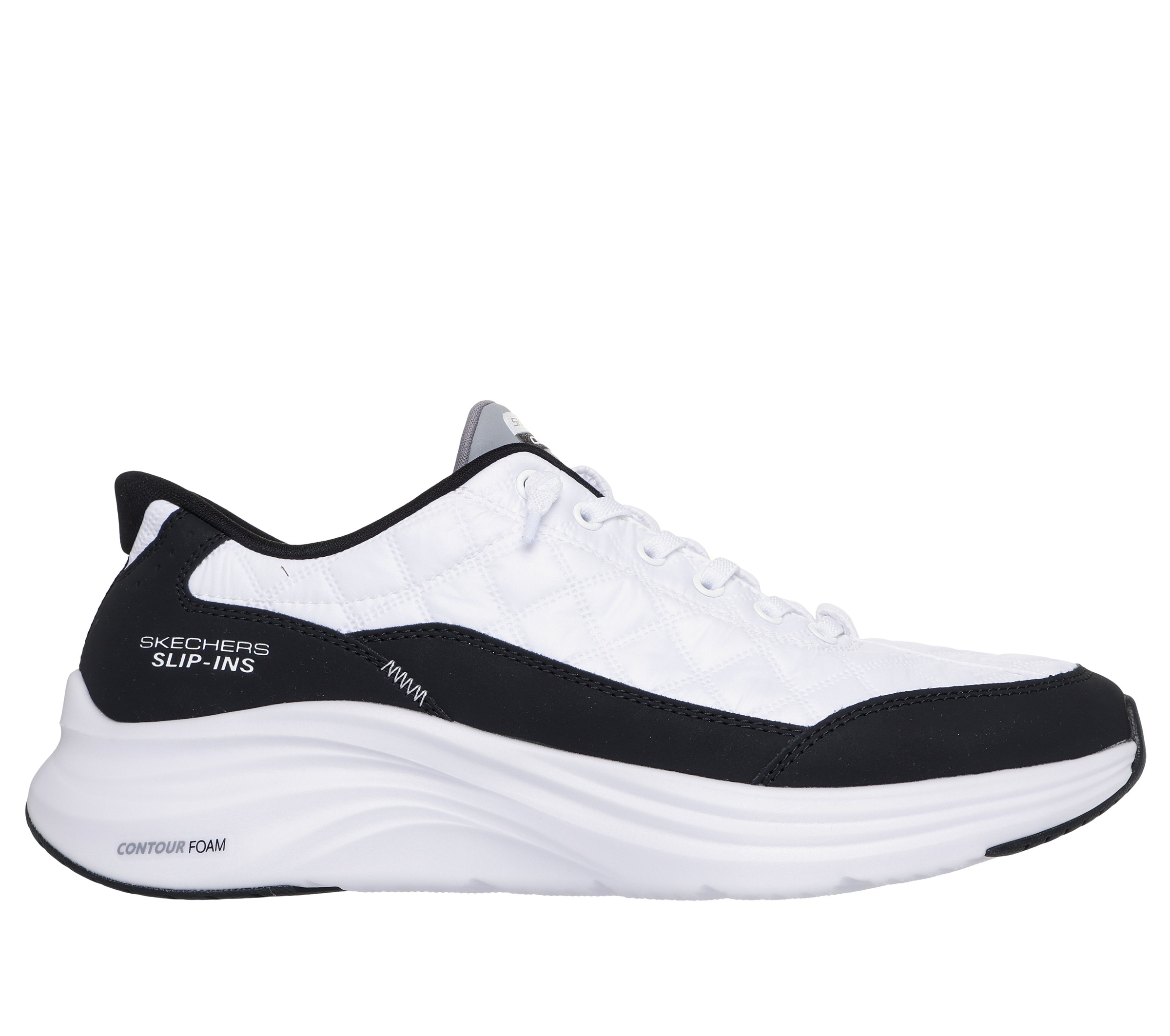 Slip-On Sneaker SKECHERS "CONTOUR FOAM", Herren, Gr. 41, weiß, schwarz, Leder, Lederimitat, Textil, Schuhe, Slipper, Schnürschuh in veganer Verarbeitung 2