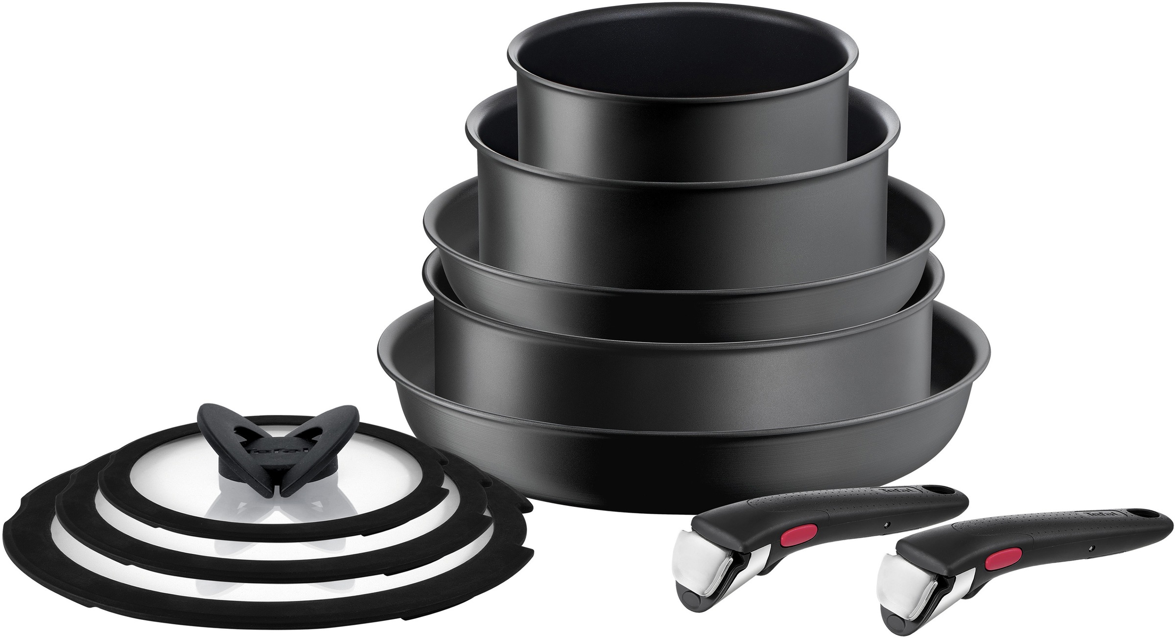 Tefal Topf-Set "L76491 Ingenio Ultimate", Aluminium, (Set, 10 tlg., Stielkasserolle 16/20 cm, Schmorkasserolle 24 cm, Br