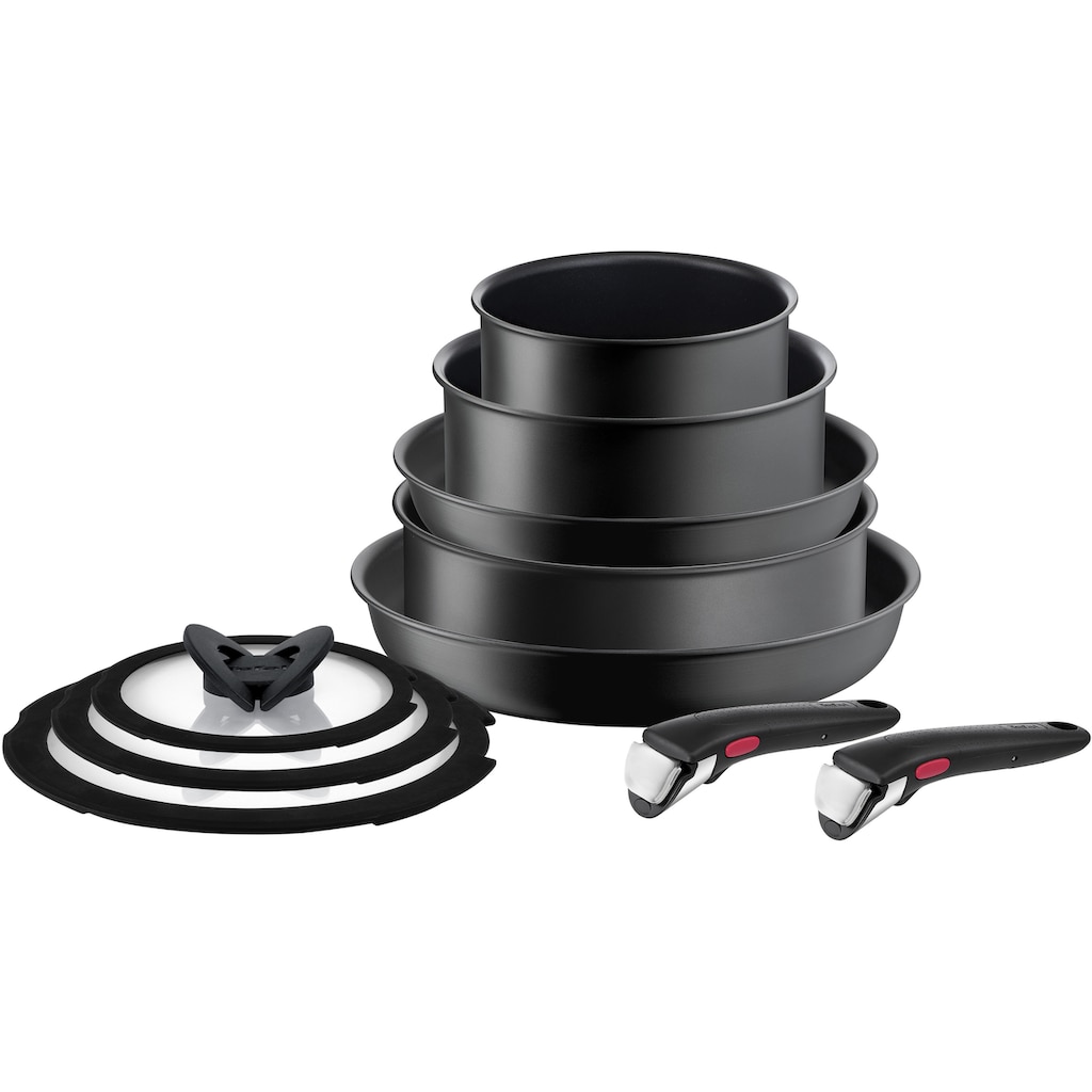 Tefal Topf-Set »L76491 Ingenio Ultimate«, Aluminium, (Set, 10 tlg., Stielkasserolle 16/20 cm, Schmorkasserolle 24 cm, Bratpfanne 24/28 cm)