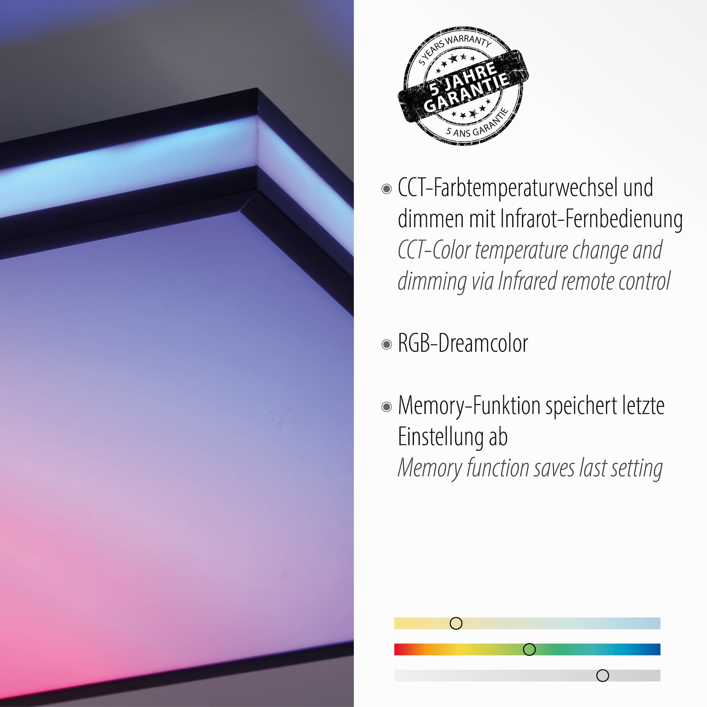 RGB-Rainbow, | LIGHT Infrarot flammig-flammig, LED, 1 CCT inkl. »MARIO«, BAUR JUST - Fernbedienung, über dimmbar, Deckenleuchte