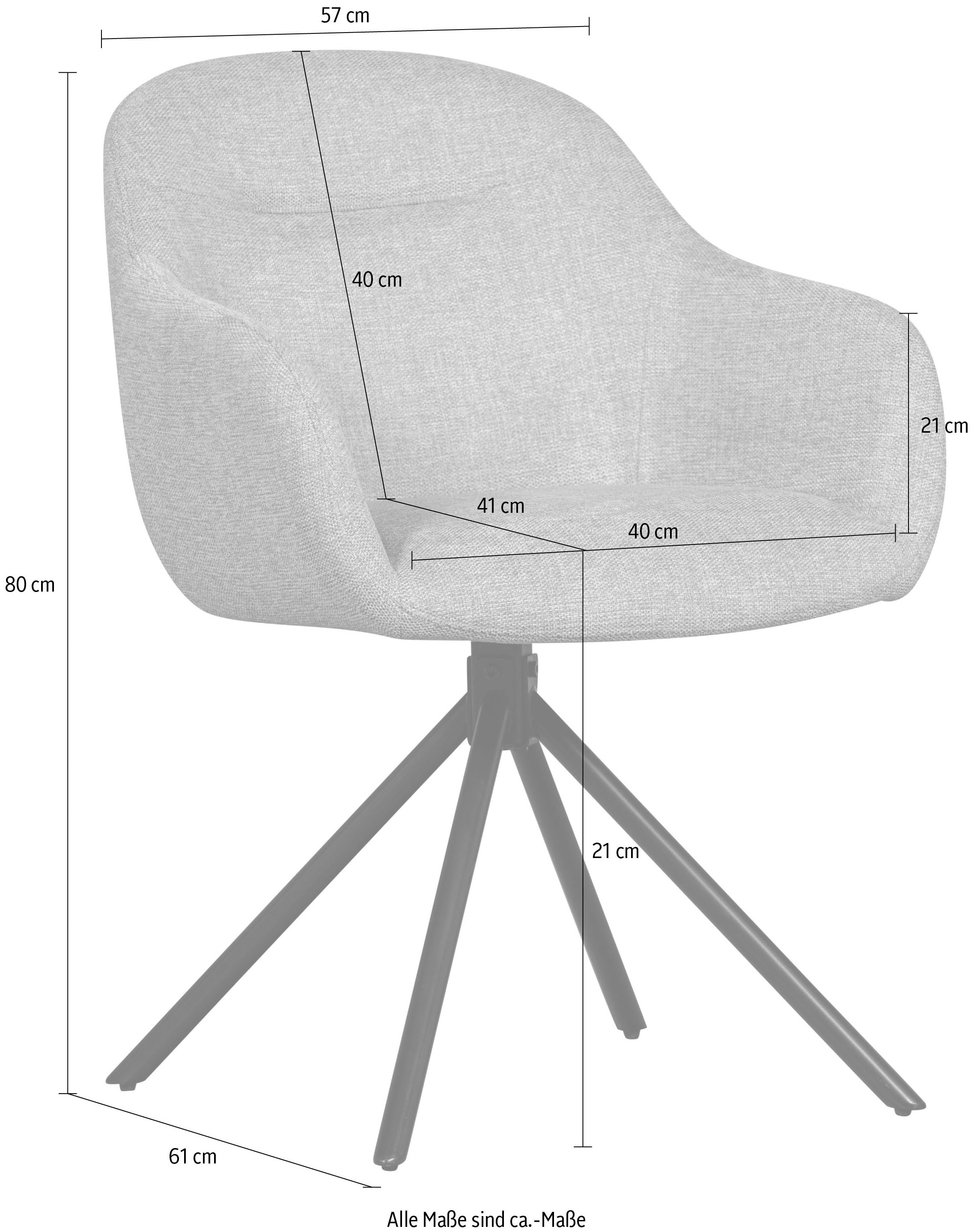 WOOOD Esszimmerstuhl »Grant«, (Set), 2 St., Polsterstuhl mit Drehfunktion, Breite 57 cm