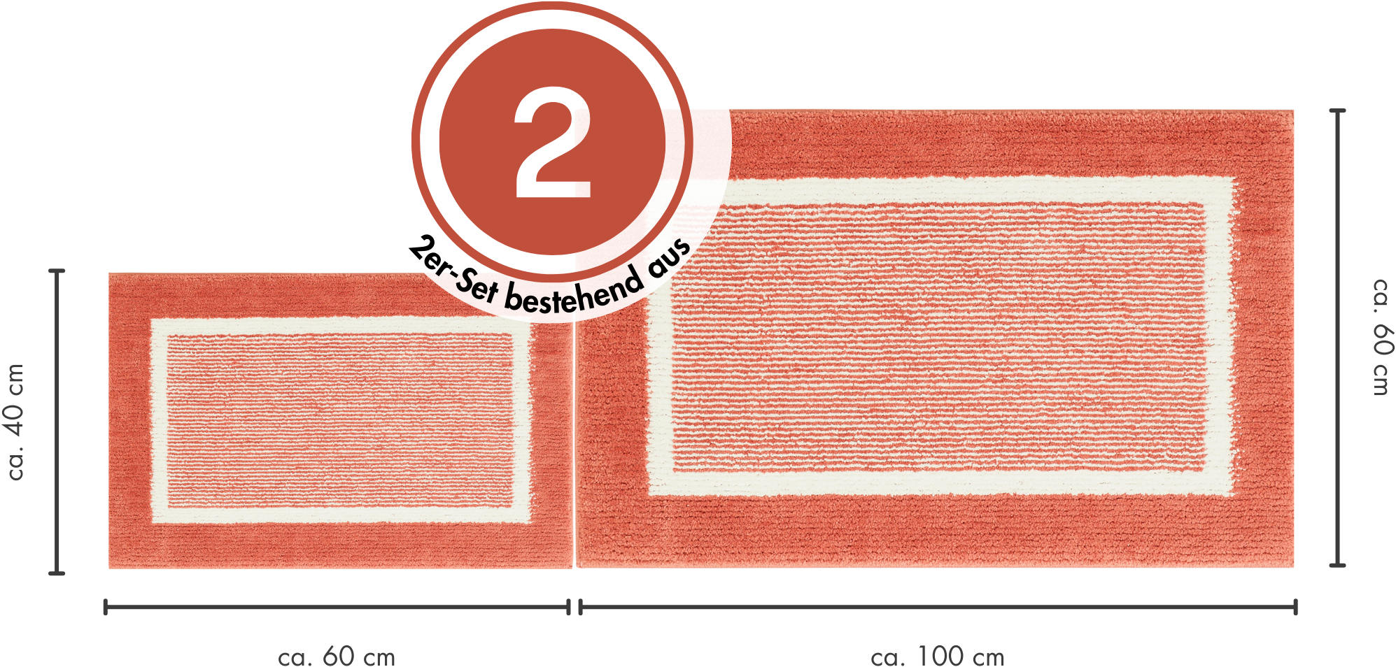 Andiamo Badematte »Maui«, rutschhemmend beschichtet, fußbodenheizungsgeeignet, gestreift, mit Bordüre, auch als 2er Set erhältlich