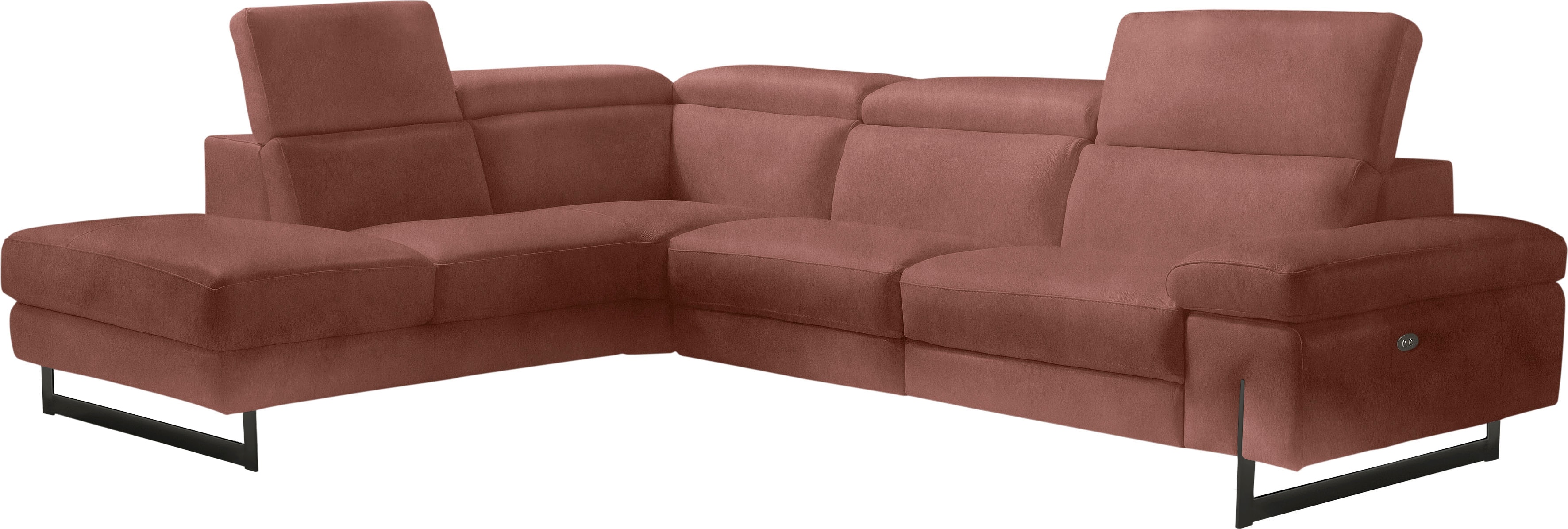 Egoitaliano Ecksofa "Candice, elegant, edel und bequem, erstklassiger Sitzkomfort, L-Form" inkl. 2 elektrischer Relaxfunktionen, Bedienung über Taste an Armlehne