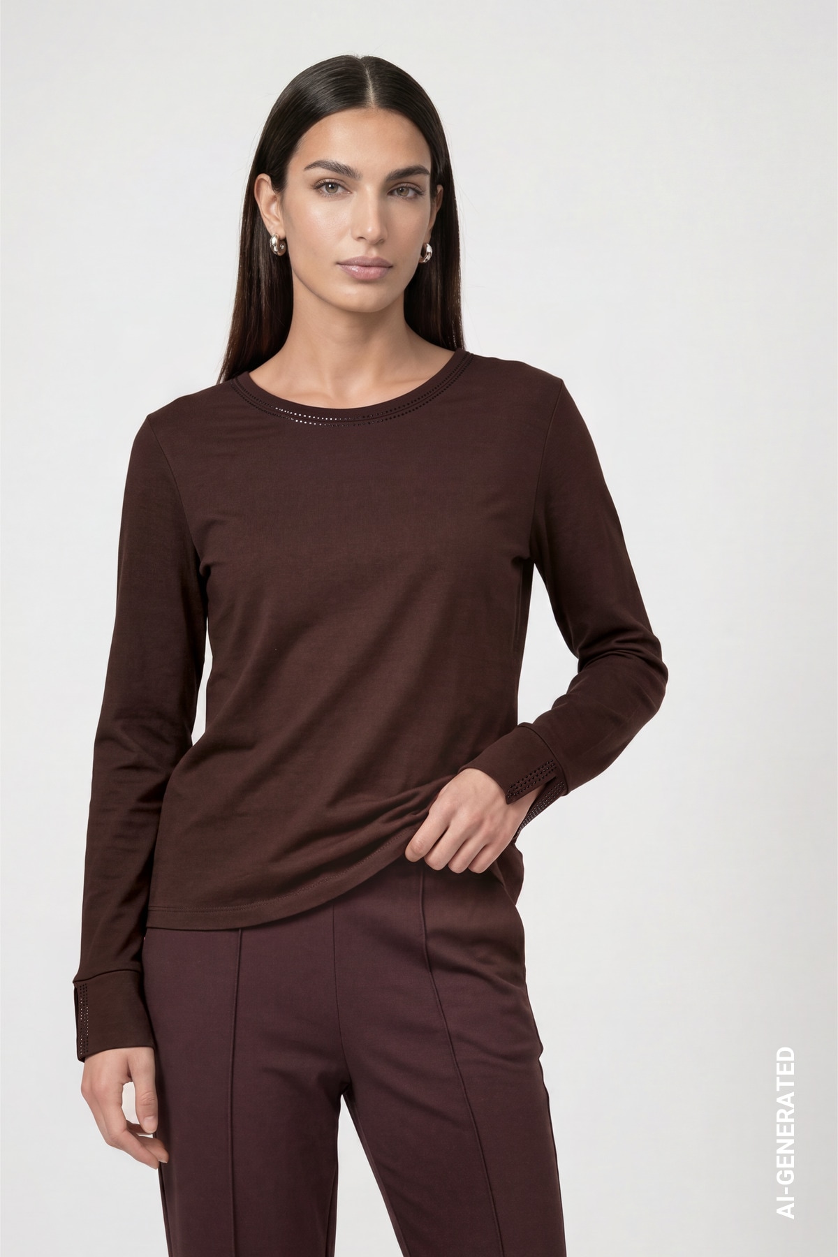 Monari Langarmshirt "Shirt Basic Schmuck" Regular fit mit Rundhalsausschnitt
