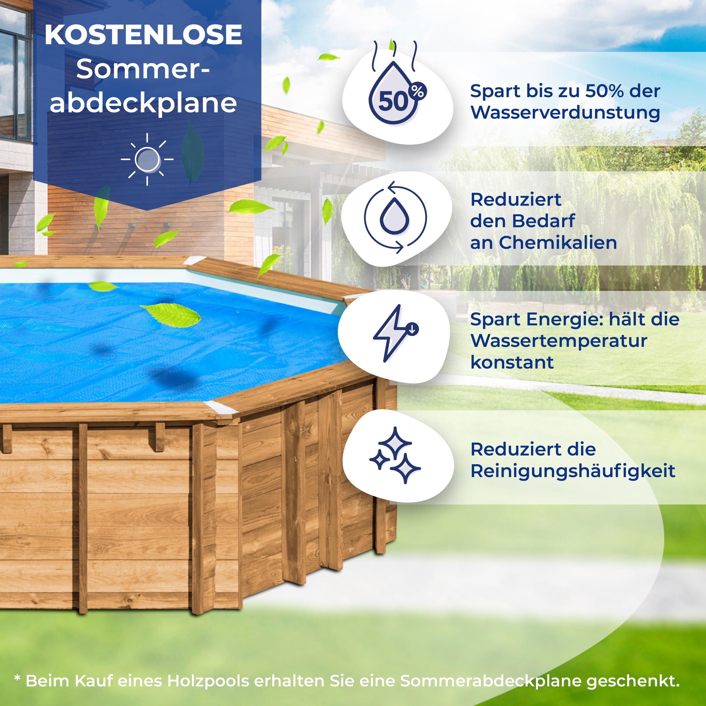 Gre Achteckpool »VIOLETTE 2 mit Edelstahlleiter«, (Set, 8 tlg.), Kiefernholz, ØxH: 500x127 cm