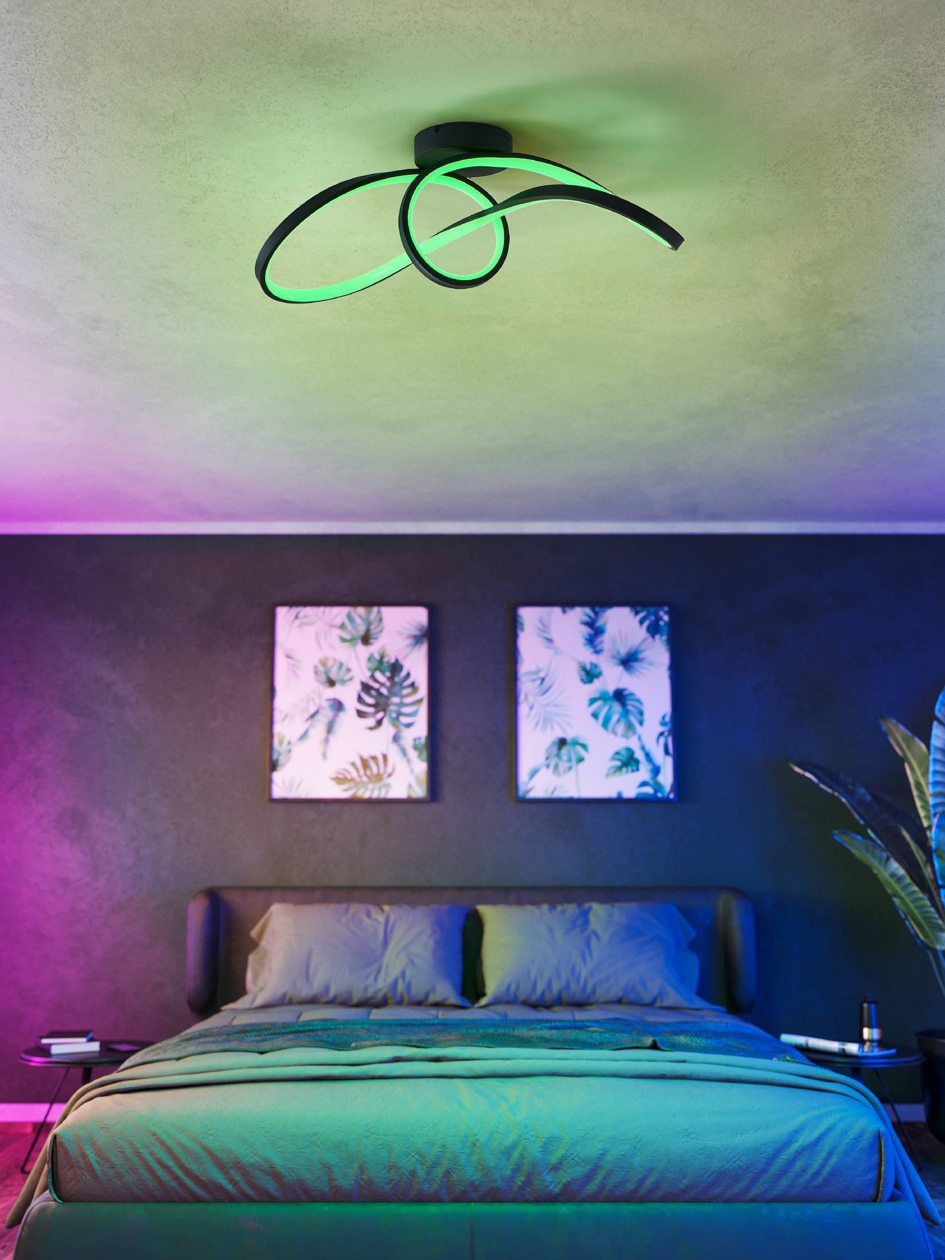 EGLO Deckenleuchte »Calarossa-Z Deckenlampe, ZigBee, App und Sprachsteuerung, Metall« LED-Modul 1 Stk. Kaltweiß | RGB Wand-/Deckenleuchte - L70,5 x B23 x H20,5 cm - schwarz - 22W inkl.