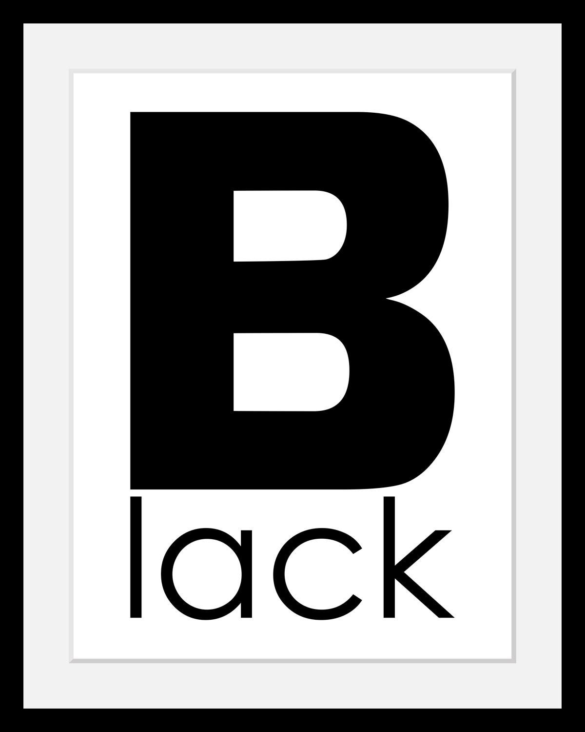 queence Bild »Black«, Schwarz-Weiß-Buchstaben-B, HD Premium Poster-Druck inkl. Holzrahmen