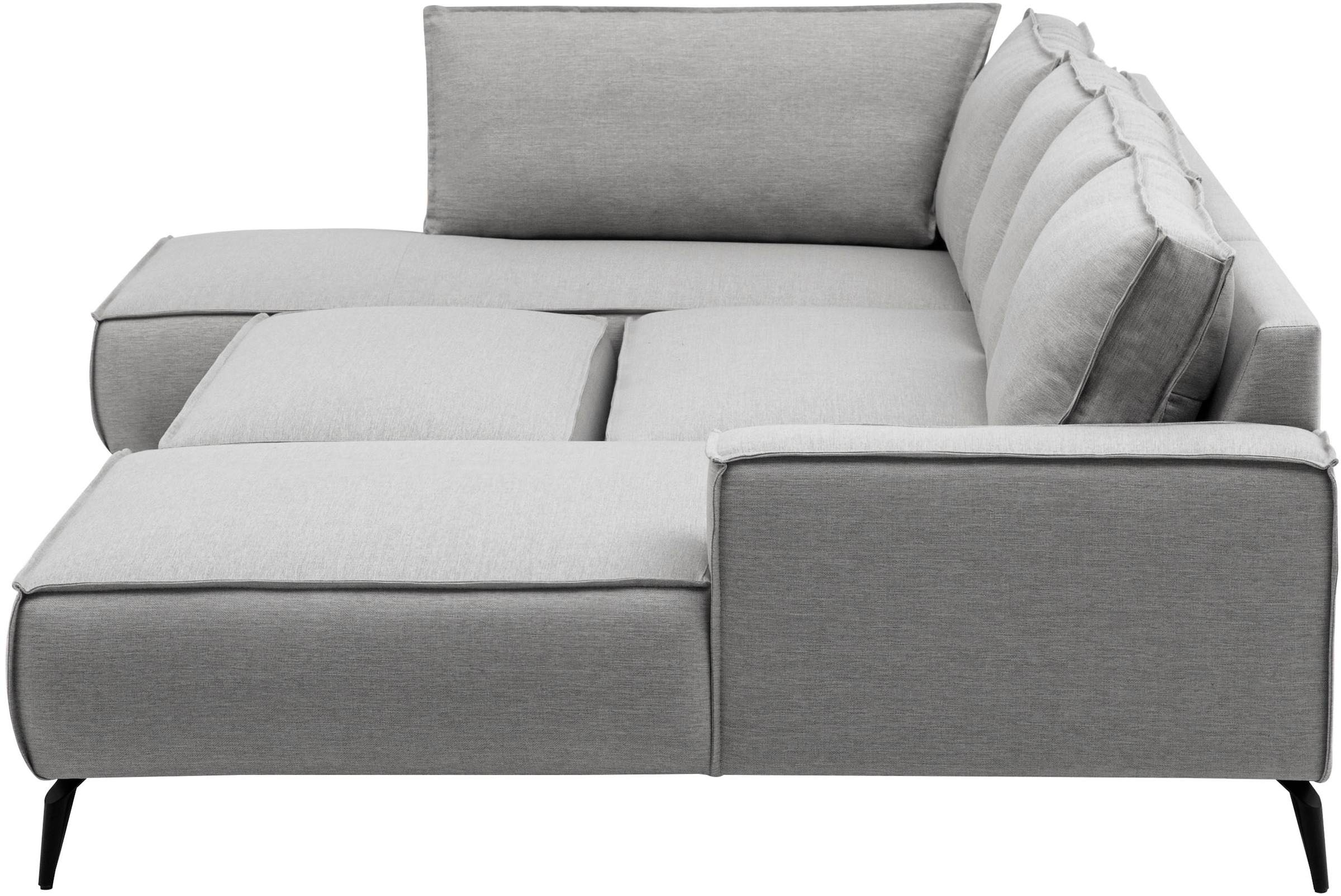 OTTO home Wohnlandschaft »TVINNU Leinenoptik, 354, mit Hocker« Recamiere rechts/links, stellbar zum Schlafsofa (Krokodilverbinder)